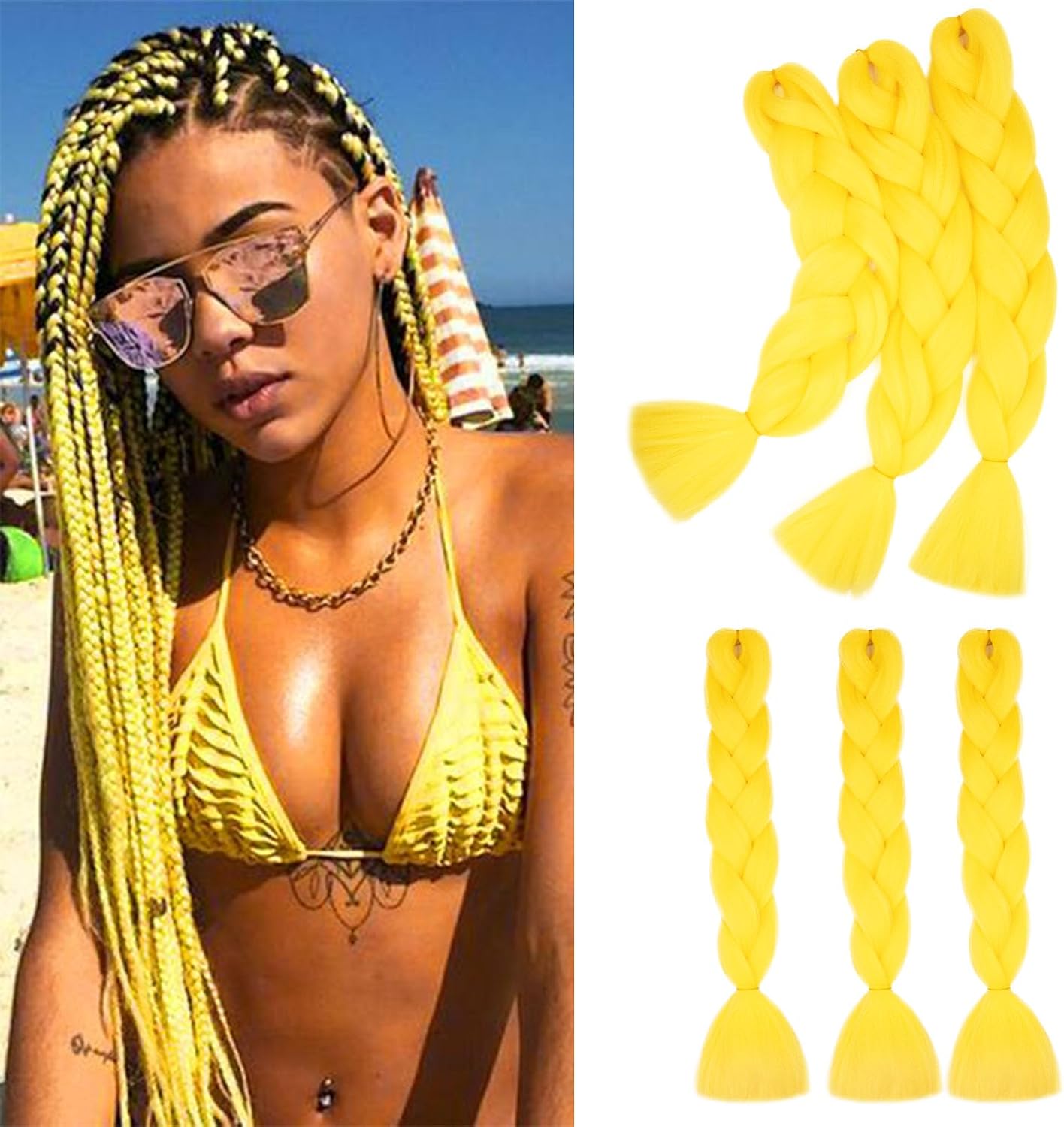 24" Meches pour Tresses Africaine Braids Meches Tresse Cheveux Rajout Cheveux Tressage 1 Paquet Crochet Braids Extension de Cheveux Afro pour Tresse Ombre Synthétiques (Rose)