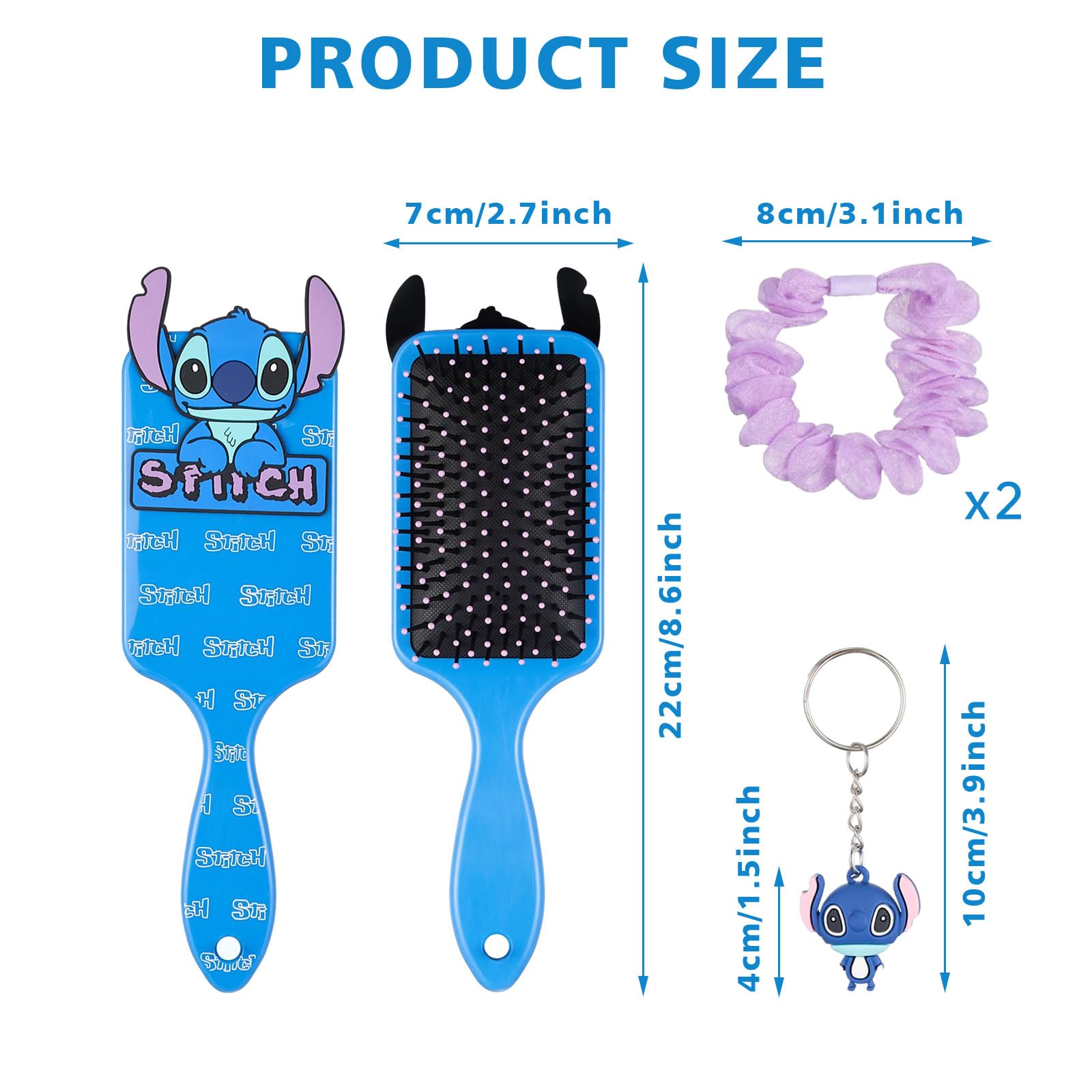 Stitc Brosse à Cheveux,Accessoires Cheveux pour Filles,Stitc Peigne Démêlant, Brosse Anti-Traction,Cadeau pour Filles, Adolescents et Femmes（Violet