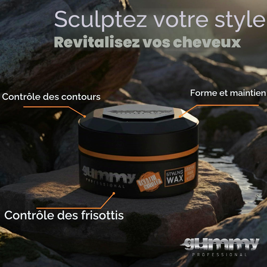 Cire Coiffante Professionnelle Ultra Fixation Gummy 150 ml - Cire capillaire forte tenue & brillance - Pour hommes & femmes - Sans alcool avec vitamine B5