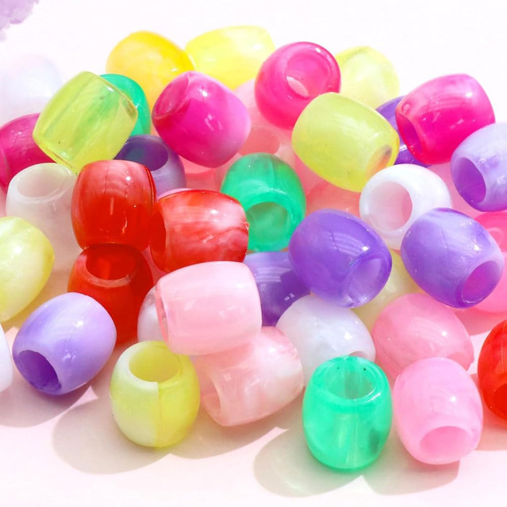 50PCS Perles à Cheveux Transparentes pour Tresses, Grosses Perles en Acrylique, Accessoires pour Dreadlocks, Bijoux pour Cheveux pour Enfants Filles avec Aide à