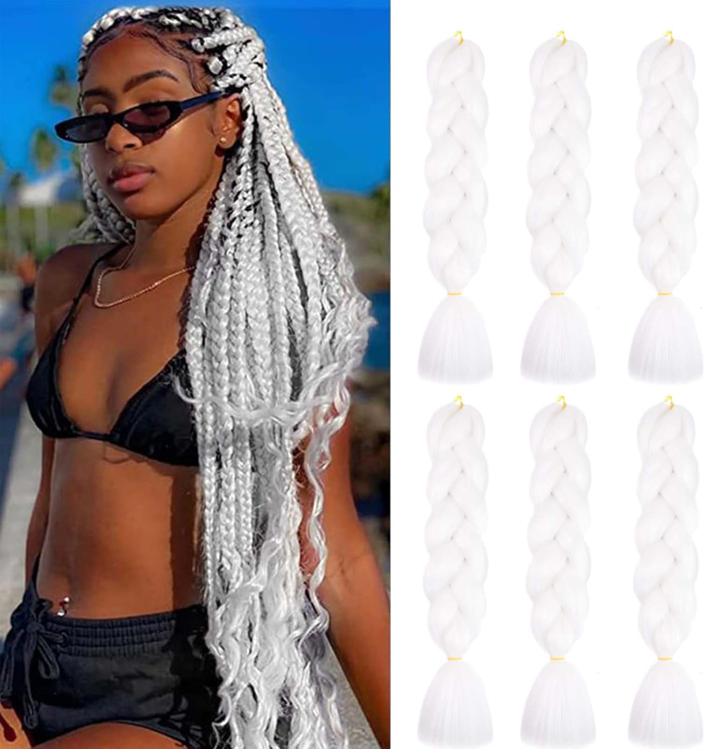 24" Meches pour Tresses Africaine Braids Meches Tresse Cheveux Rajout Cheveux Tressage 1 Paquet Crochet Braids Extension de Cheveux Afro pour Tresse Ombre Synthétiques (Rose)