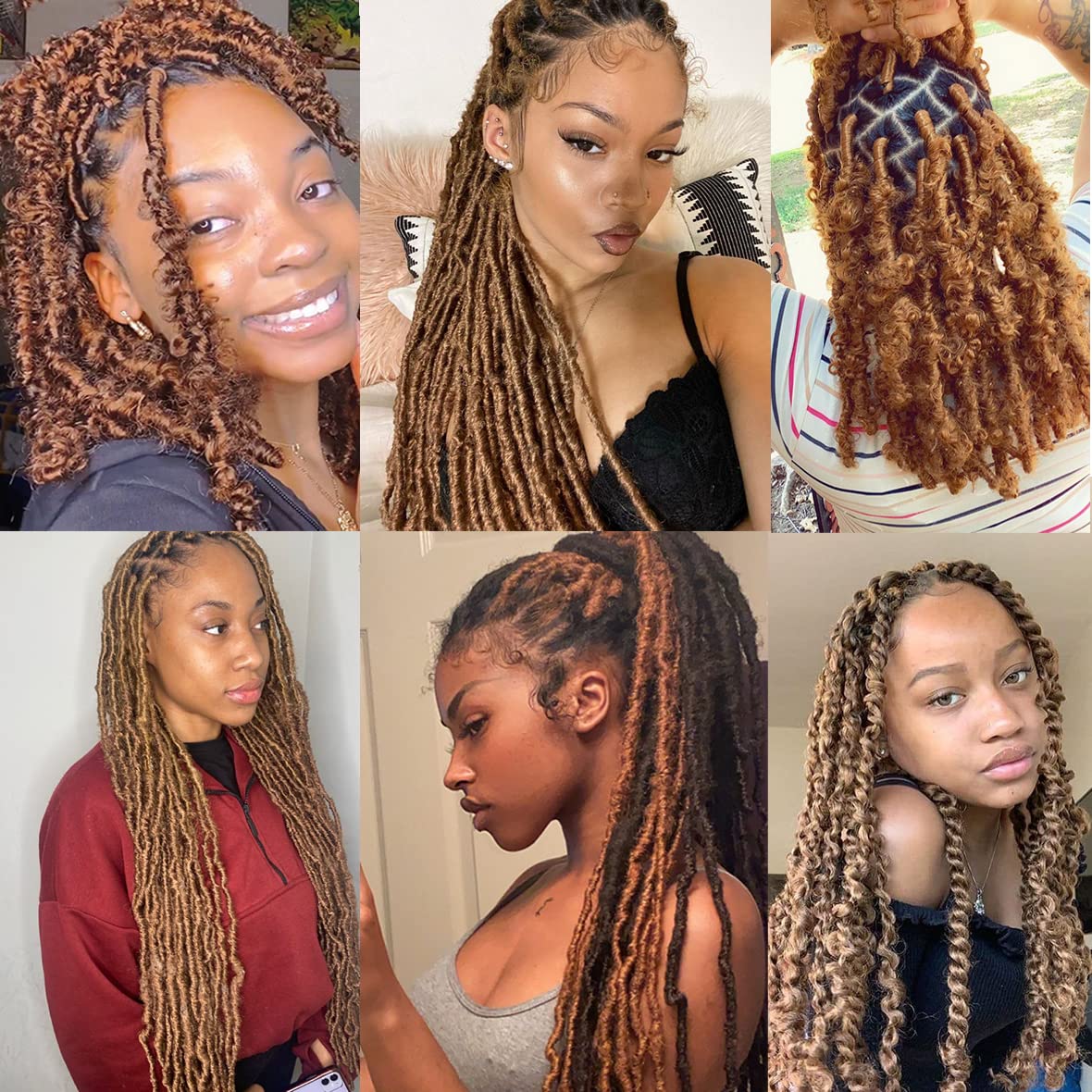Leeven 16 Pouces Pre Separated Springy Twist Hair 8 Packs Pre-Fluffed Popping Crochet for Distressed Locs Afro Kinky Curly Marley Braiding Hair Extensions /1B#