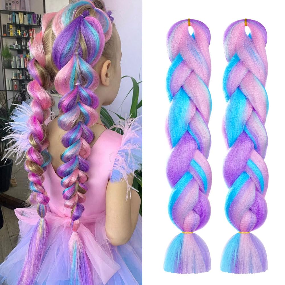 Aomig Rajout Cheveux Tresse, Jumbo Braids Meches, 65cm Extension de Cheveux de Fibre Synthétique pour Crochet Twist Tressage (4 couleurs)