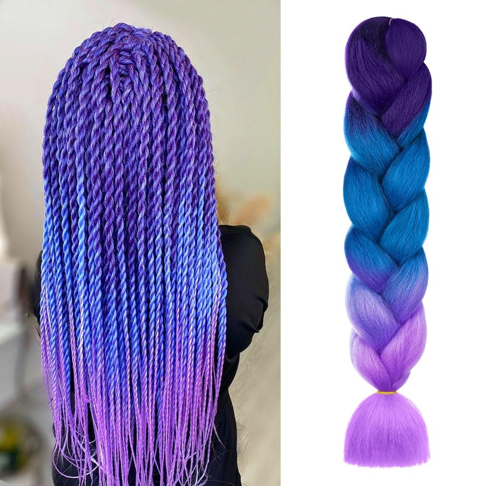 Aomig Rajout Cheveux Tresse, Jumbo Braids Meches, 65cm Extension de Cheveux de Fibre Synthétique pour Crochet Twist Tressage (4 couleurs)