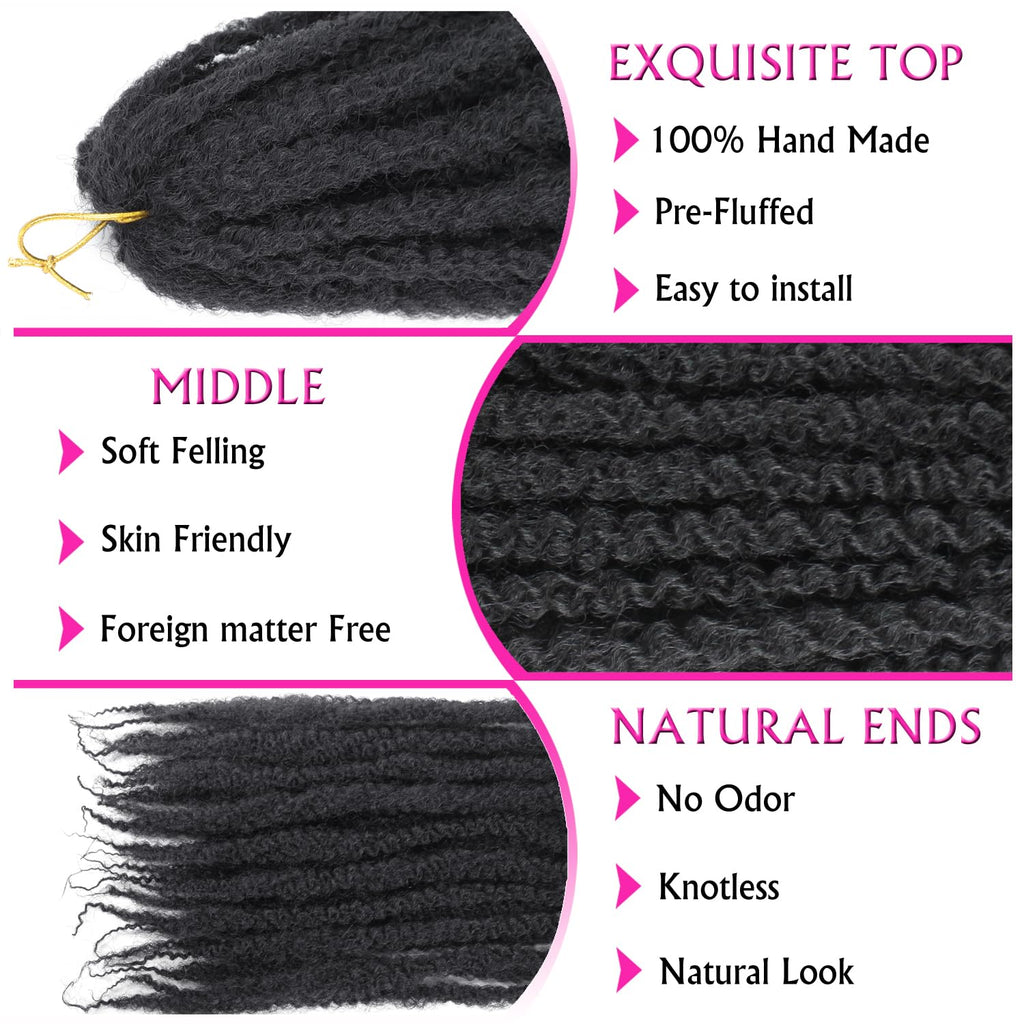 Enbeautiful Marley Twist Hair 24 Inch 8packs Marley Twists Braiding Hair Long Cuban Twist Hair Pre Fluffed Afro Kinky Curly Twists Crochet Hair Synthetic Marley Braids Extensions,27#