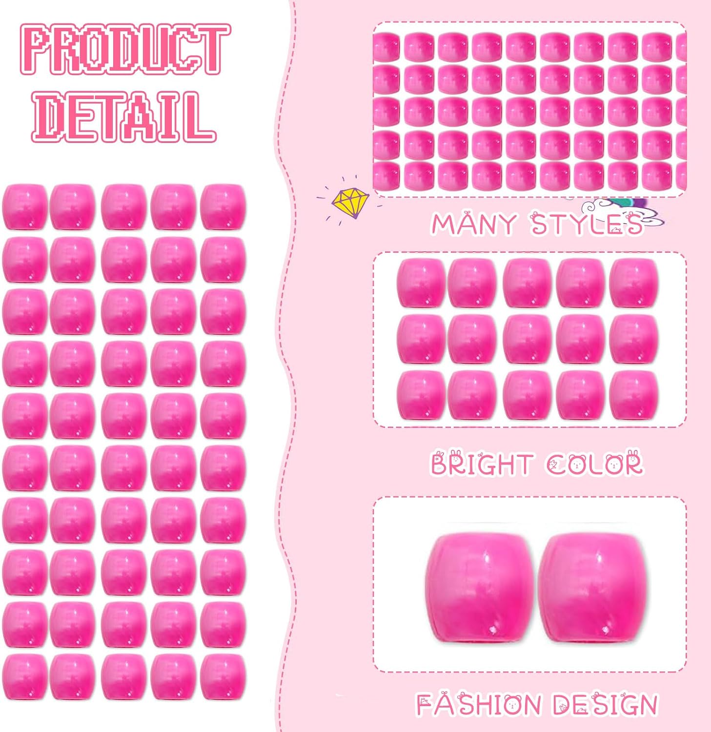 50PCS Perles à Cheveux Transparentes pour Tresses, Grosses Perles en Acrylique, Accessoires pour Dreadlocks, Bijoux pour Cheveux pour Enfants Filles avec Aide à