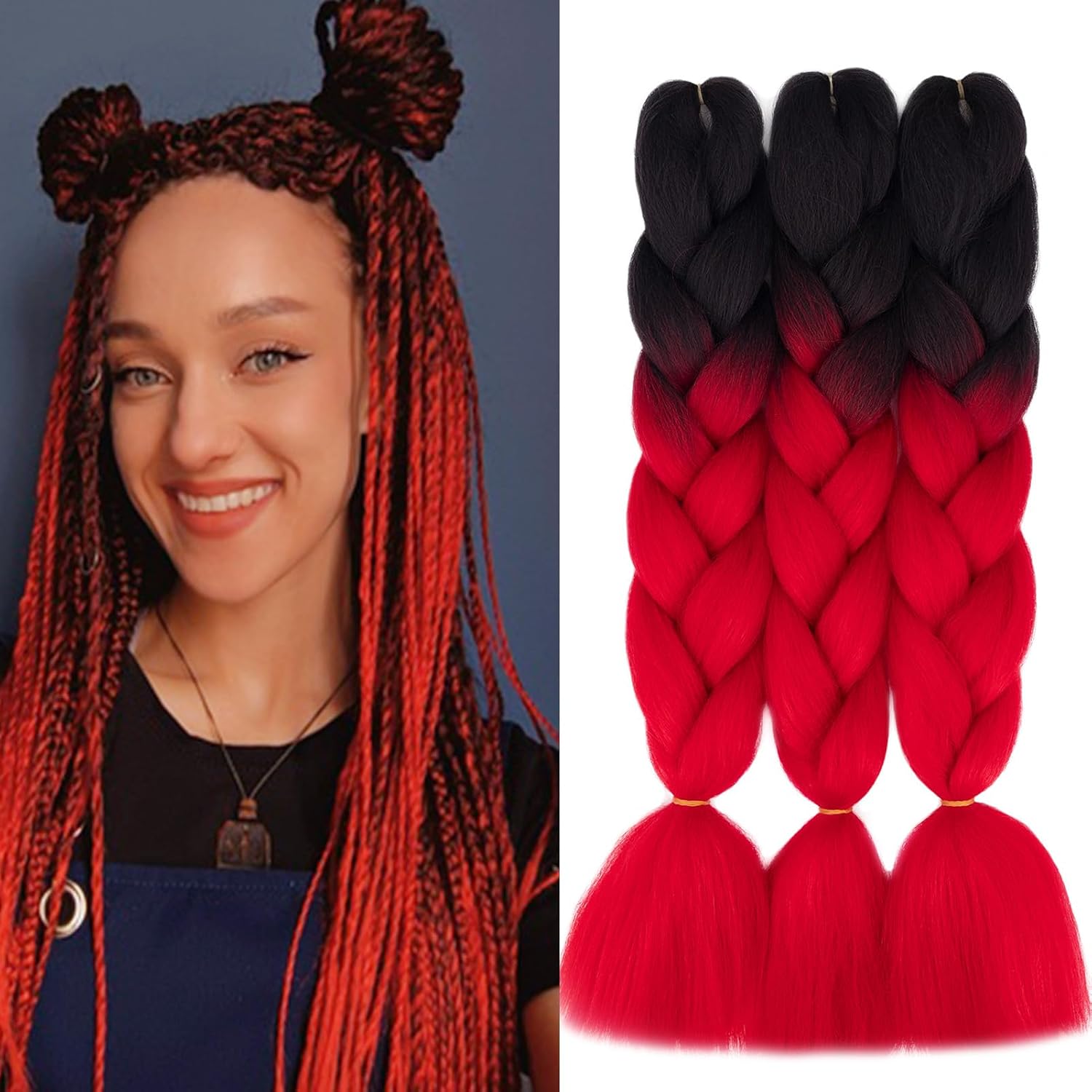 Meches pour Tresses Africaine Rajout Cheveux Braids Jumbo Extension Cheveux Ombre Synthétique Violet & Bleu & Jaune & Orange