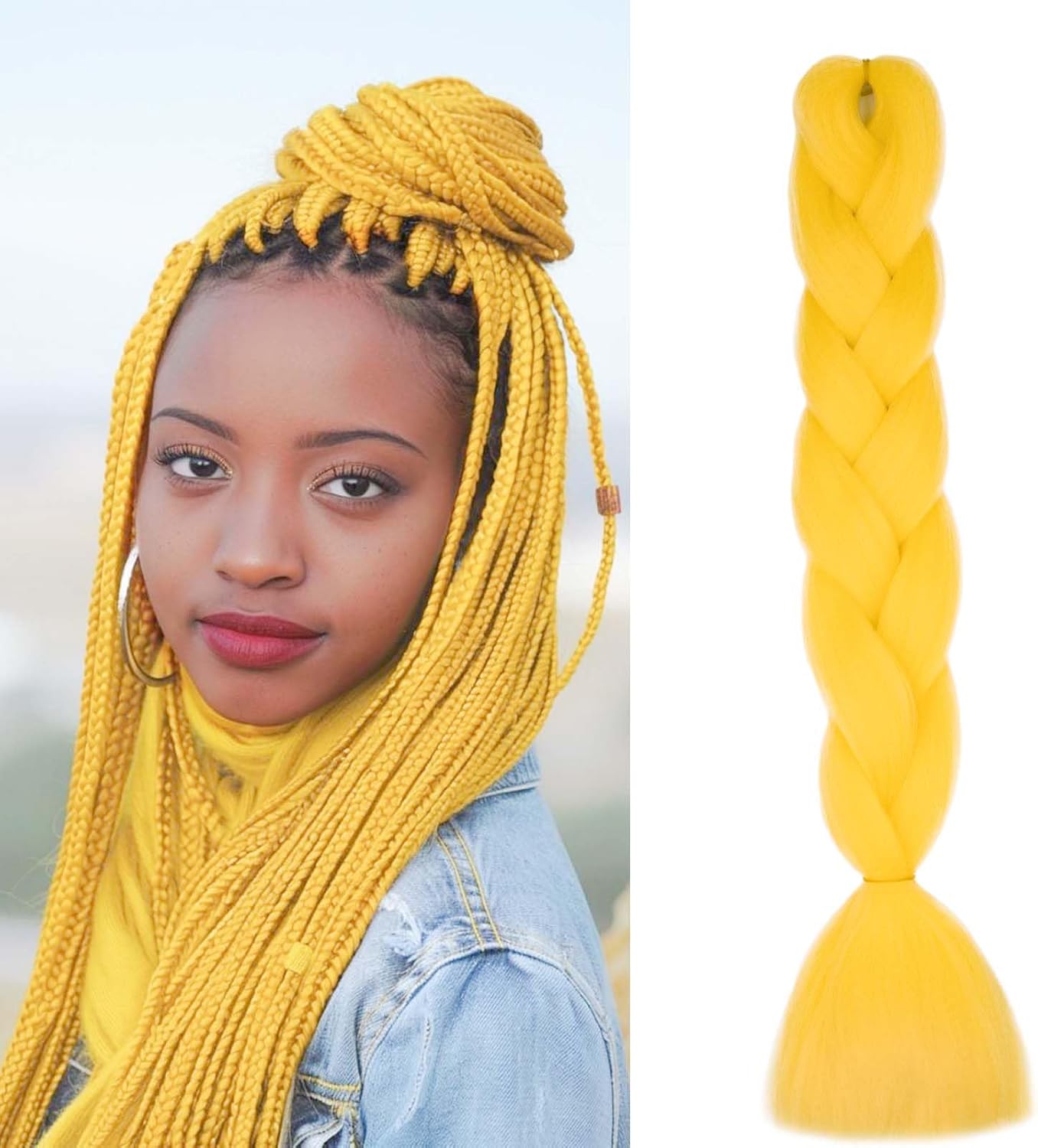 24" Meches pour Tresses Africaine Braids Meches Tresse Cheveux Rajout Cheveux Tressage 1 Paquet Crochet Braids Extension de Cheveux Afro pour Tresse Ombre Synthétiques (Rose)