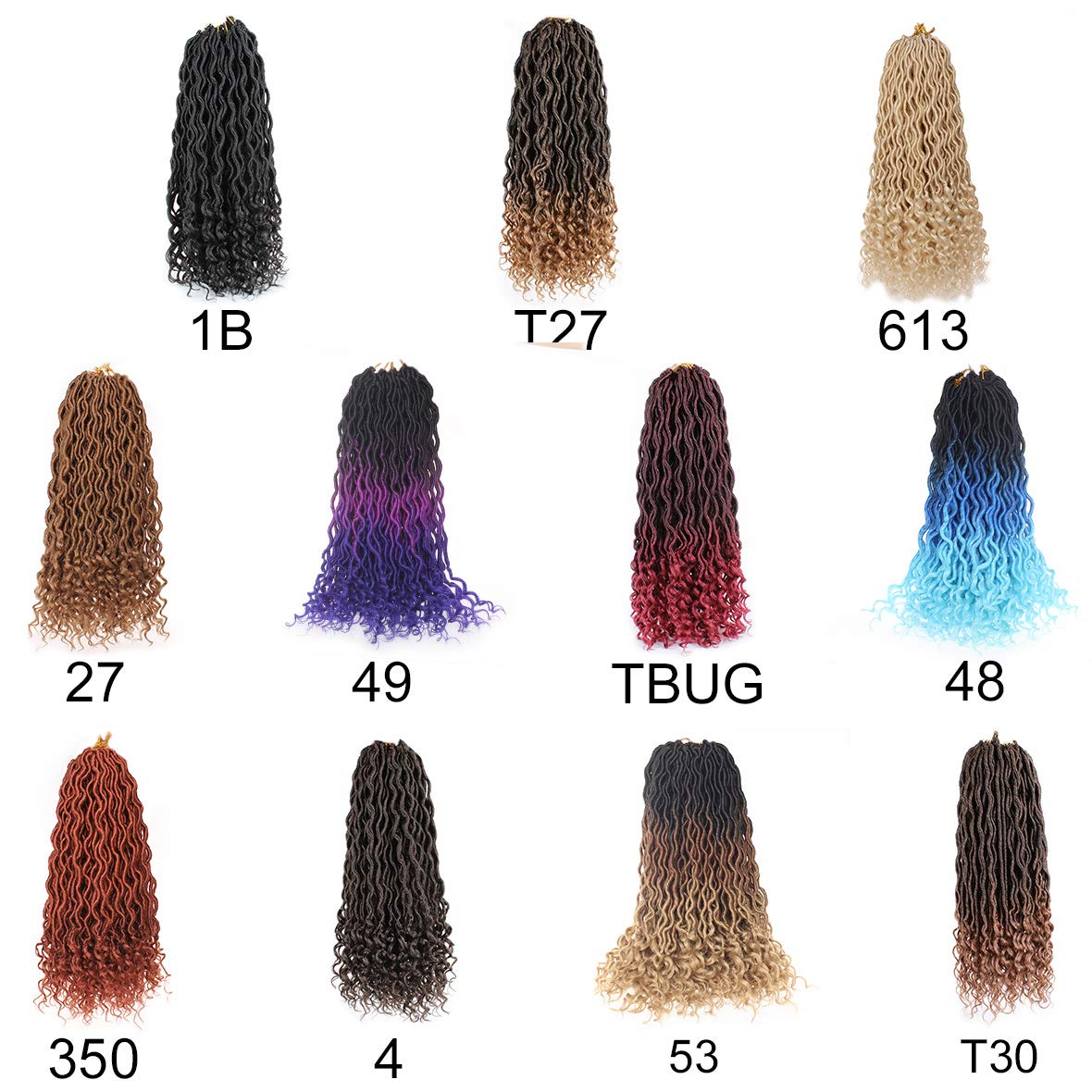 Xtrend 6Packs 18 pouces Twist Perruques Crochet Tresses Faux Locs bouclés se termine Dreadlocks Tresses Synthétiques Extensions de Cheveux Haute Température pour Femmes Noires 20 Strands/pack TBUG