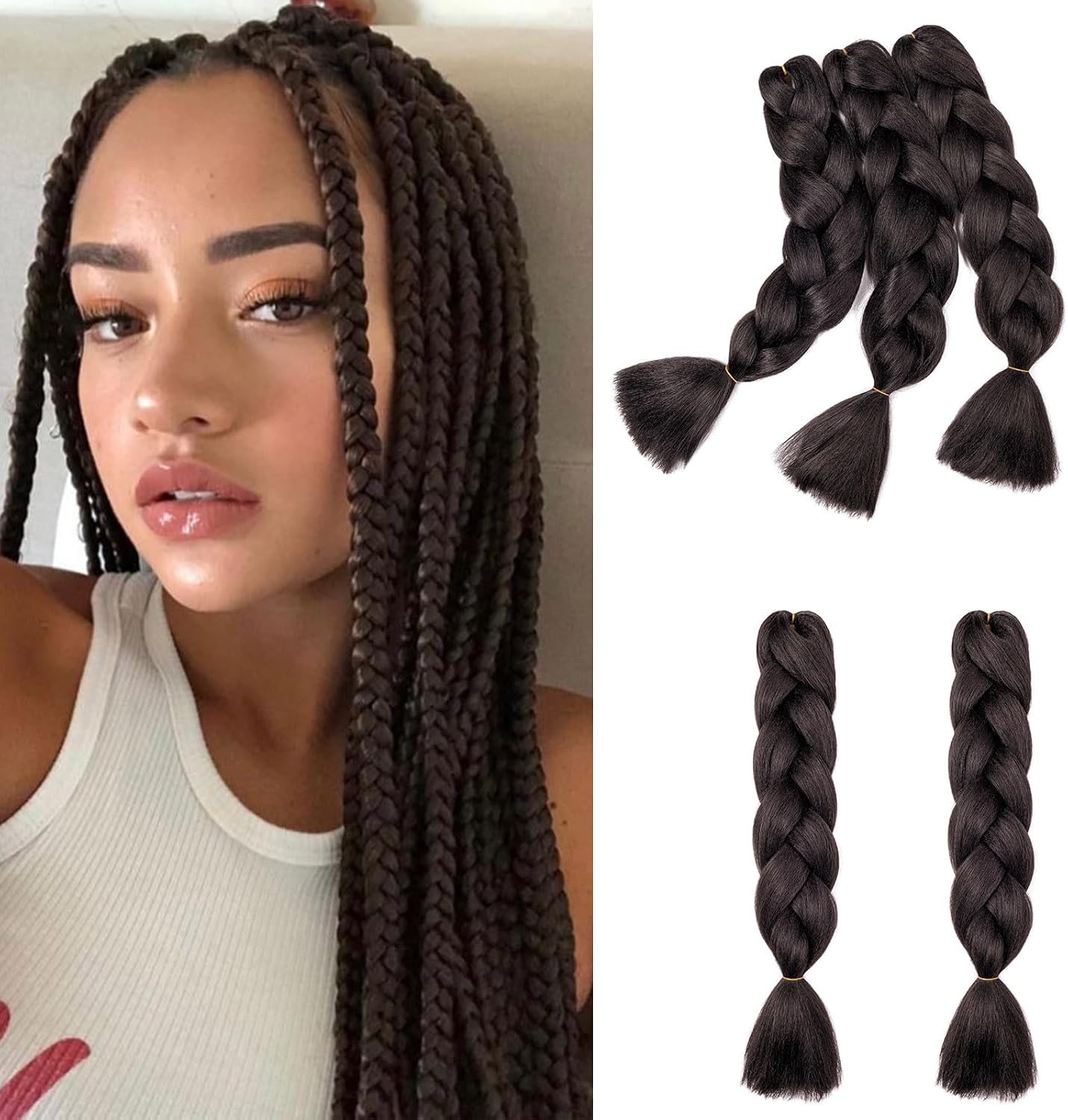 24" Meches pour Tresses Africaine Braids Meches Tresse Cheveux Rajout Cheveux Tressage 1 Paquet Crochet Braids Extension de Cheveux Afro pour Tresse Ombre Synthétiques (Rose)