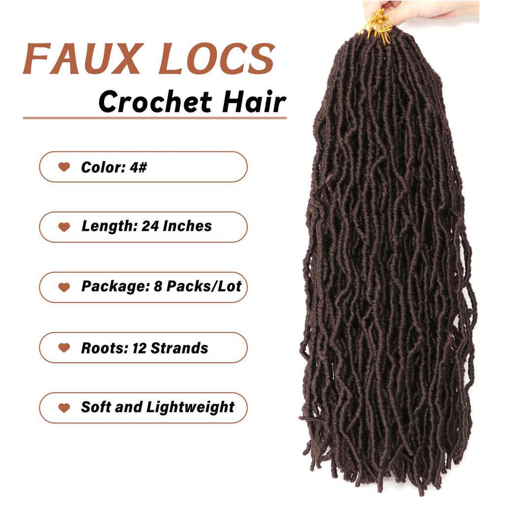 8 Packs Faux Locks Crochet Braids Meches Soft Locs Meches Pour Tresses Africaine Faux Locs Crochet Hair Meches Bouclees Pour Tresses (#1B, 60.9 CM(Lot de 8))