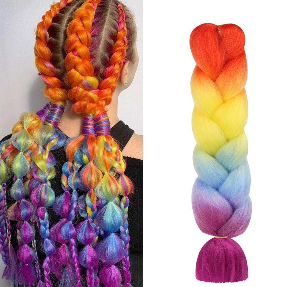 Aomig Rajout Cheveux Tresse, Jumbo Braids Meches, 65cm Extension de Cheveux de Fibre Synthétique pour Crochet Twist Tressage (4 couleurs)