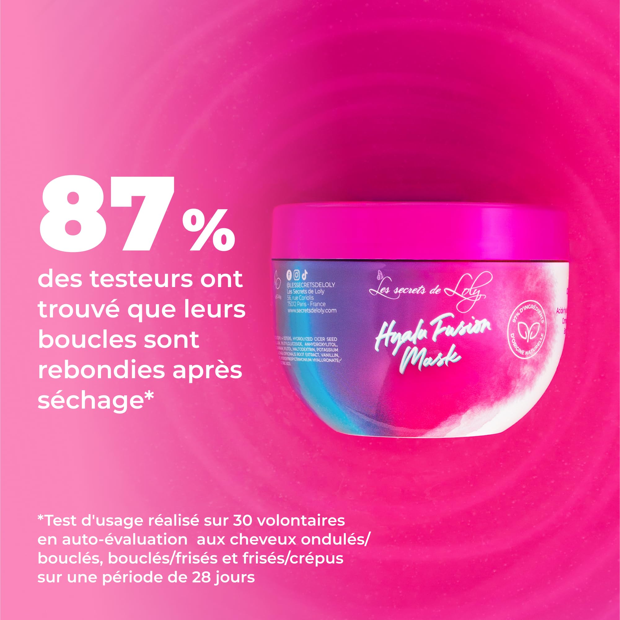 Les Secrets de Loly – Cloud Fusion – Mousse coiffante fixante Volume & définition – Cheveux ondulés, bouclés et frisés – Avec acide hyaluronique – 200 ml