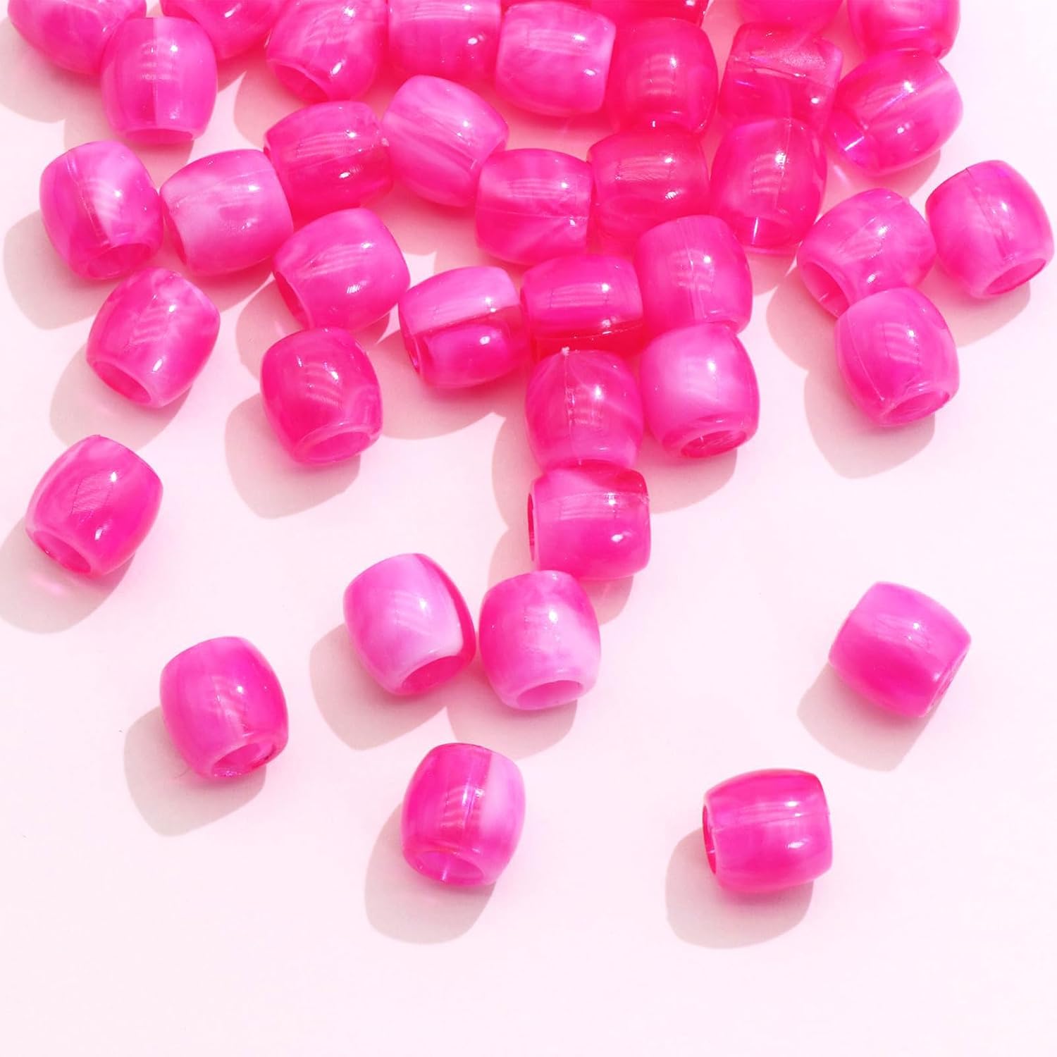 50PCS Perles à Cheveux Transparentes pour Tresses, Grosses Perles en Acrylique, Accessoires pour Dreadlocks, Bijoux pour Cheveux pour Enfants Filles avec Aide à