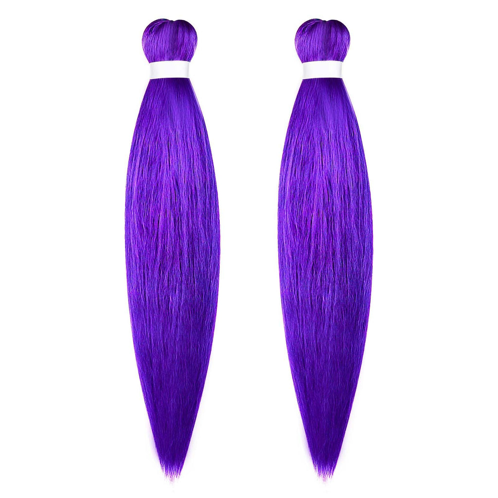 Aomig Rajout Cheveux Tressés Pré-étirés Violet, 4 Paquets 27 Pouces Meches Cheveux Extension Pre Stretched Braiding Hair Tresse Cheveux Synthétique Hair Hot Water Setting Crochet Extensions