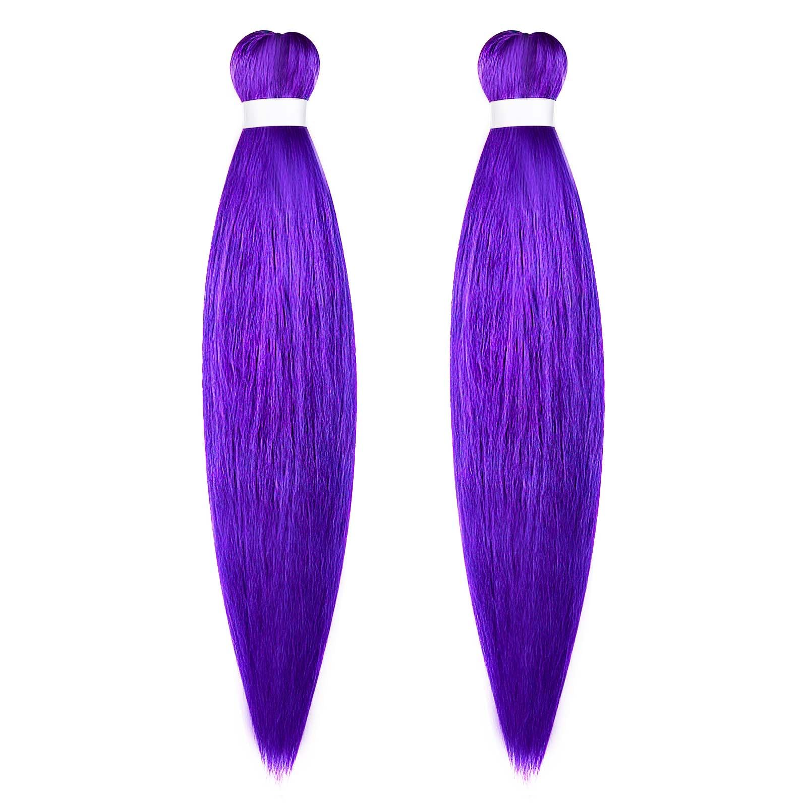 Aomig Rajout Cheveux Tressés Pré-étirés Violet, 4 Paquets 27 Pouces Meches Cheveux Extension Pre Stretched Braiding Hair Tresse Cheveux Synthétique Hair Hot Water Setting Crochet Extensions