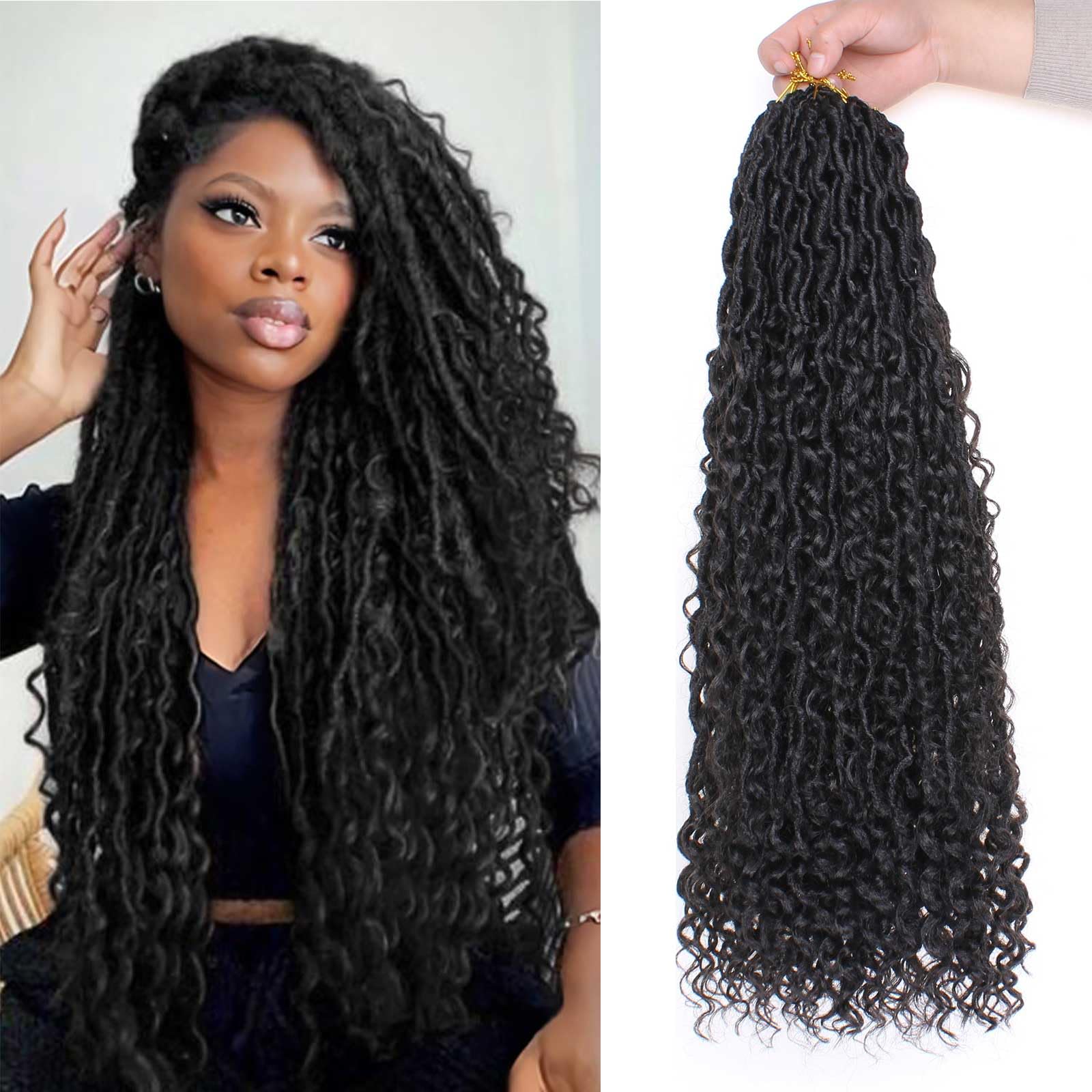 Xtrend 6Packs 18 pouces Twist Perruques Crochet Tresses Faux Locs bouclés se termine Dreadlocks Tresses Synthétiques Extensions de Cheveux Haute Température pour Femmes Noires 20 Strands/pack TBUG