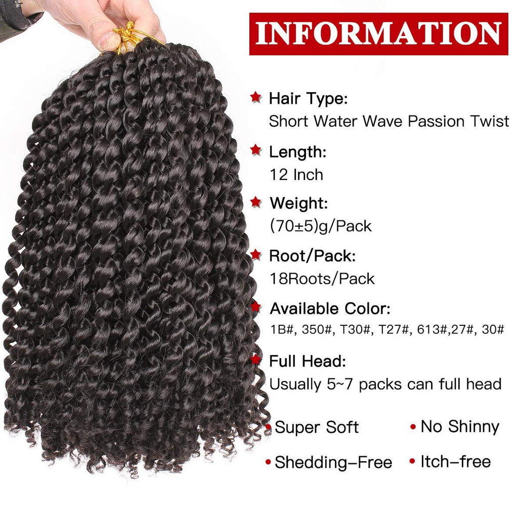 Xtrend Lot de 7 paquets d’extensions de cheveux Passion Twist - 18 mèches par paquet - 30,5 cm - Cheveux tressés au crochet