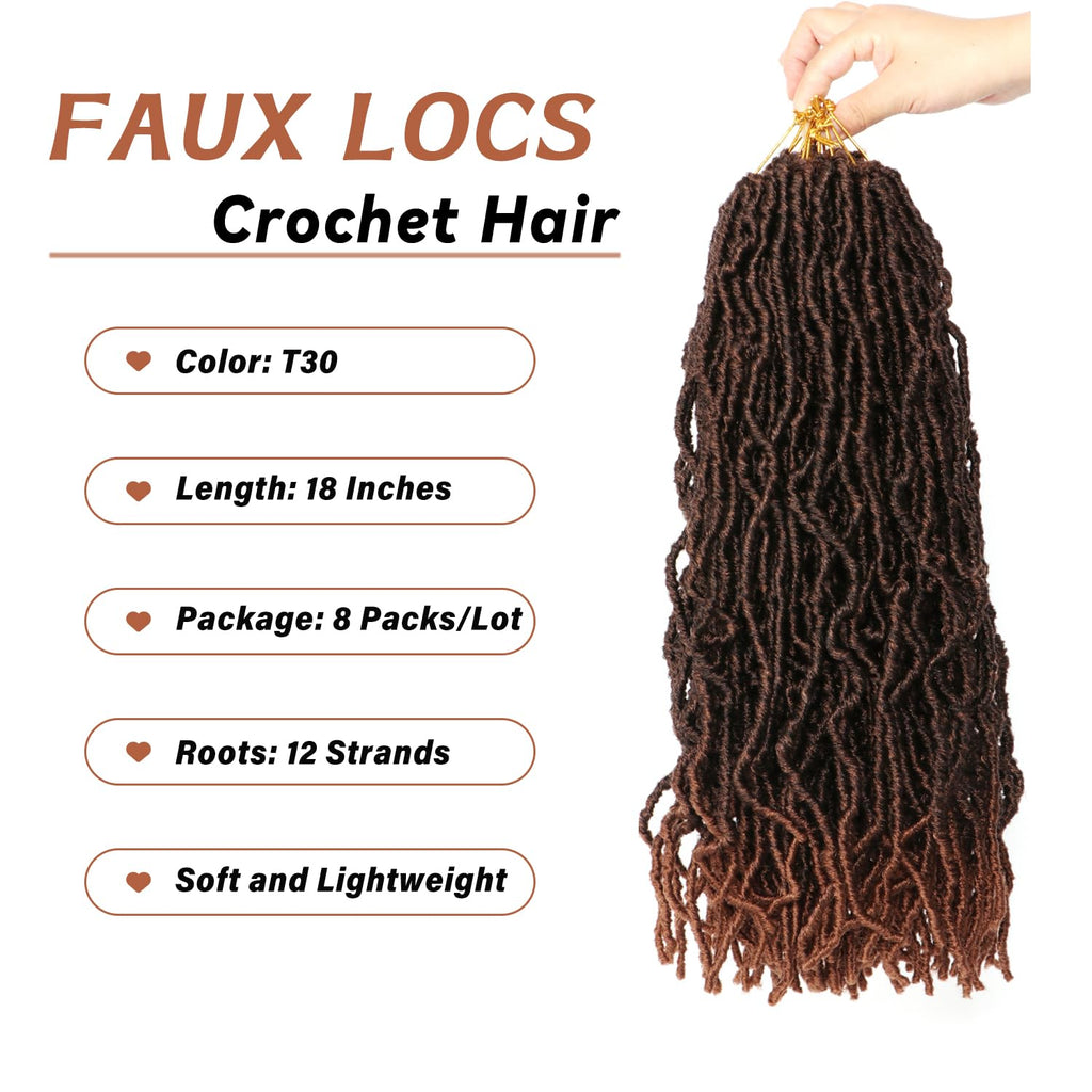 8 Packs Faux Locks Crochet Braids Meches Soft Locs Meches Pour Tresses Africaine Faux Locs Crochet Hair Meches Bouclees Pour Tresses (#1B, 60.9 CM(Lot de 8))