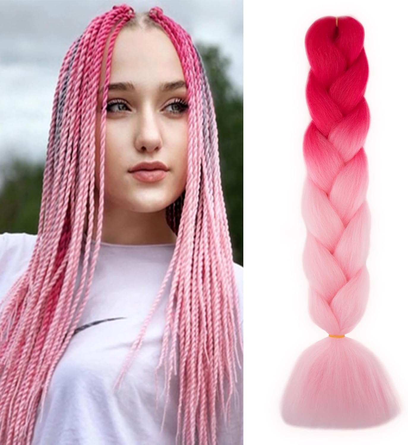 Meches pour Tresses Africaine Rajout Cheveux Braids Jumbo Extension Cheveux Ombre Synthétique Violet & Bleu & Jaune & Orange