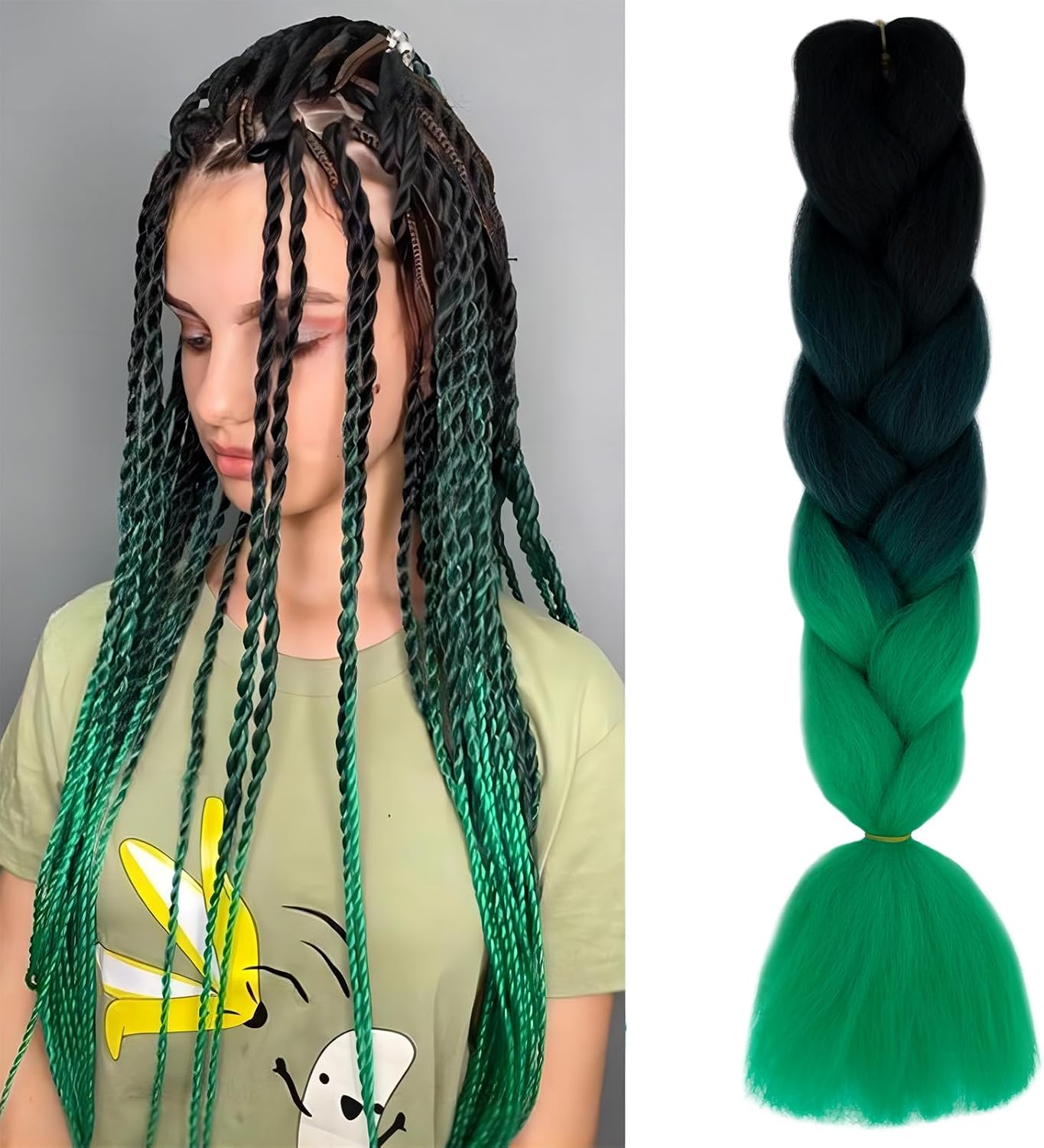 Meches pour Tresses Africaine Rajout Cheveux Braids Jumbo Extension Cheveux Ombre Synthétique Violet & Bleu & Jaune & Orange