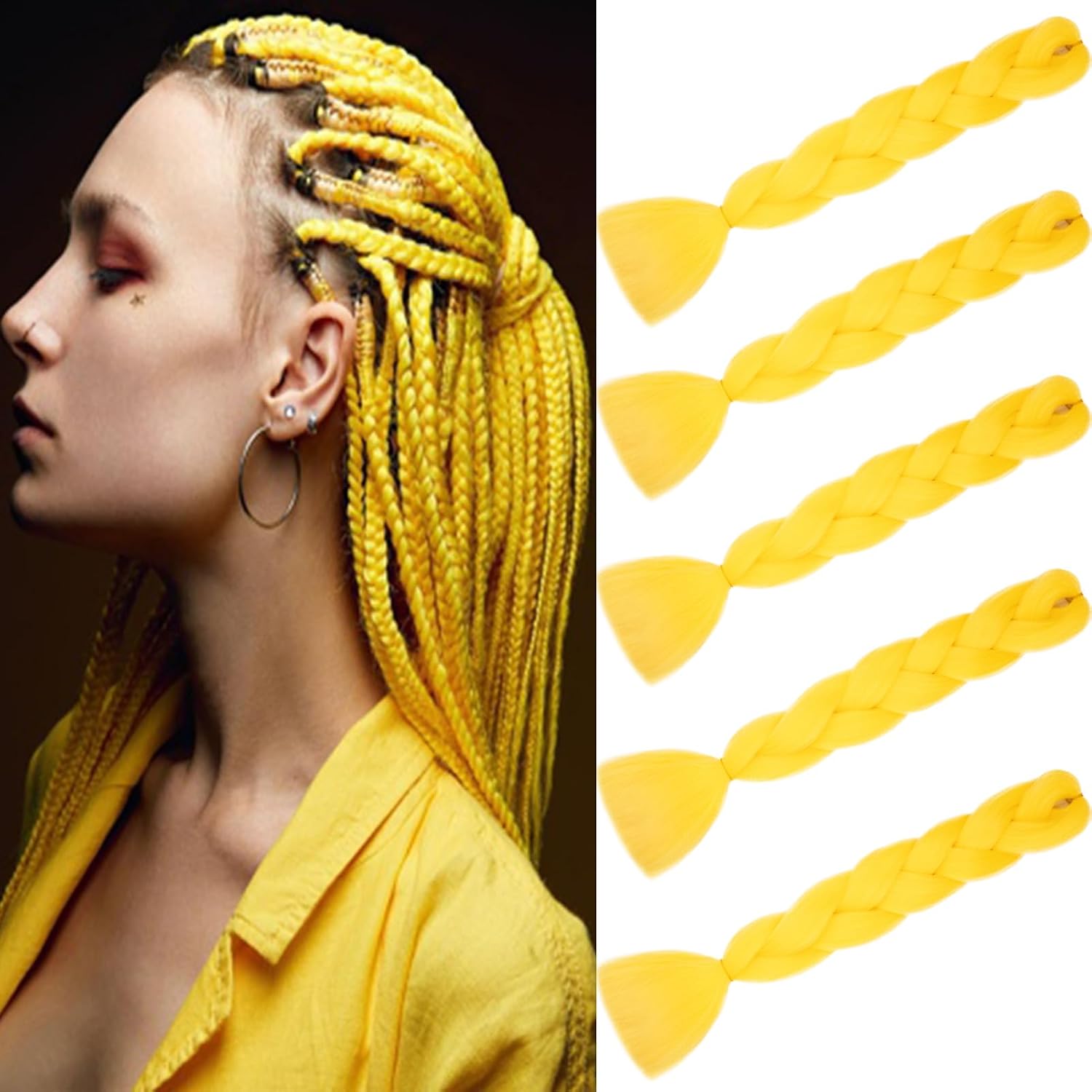 Meches pour Tresses Africaine Rajout Cheveux Braids Jumbo Extension Cheveux Ombre Synthétique Violet & Bleu & Jaune & Orange