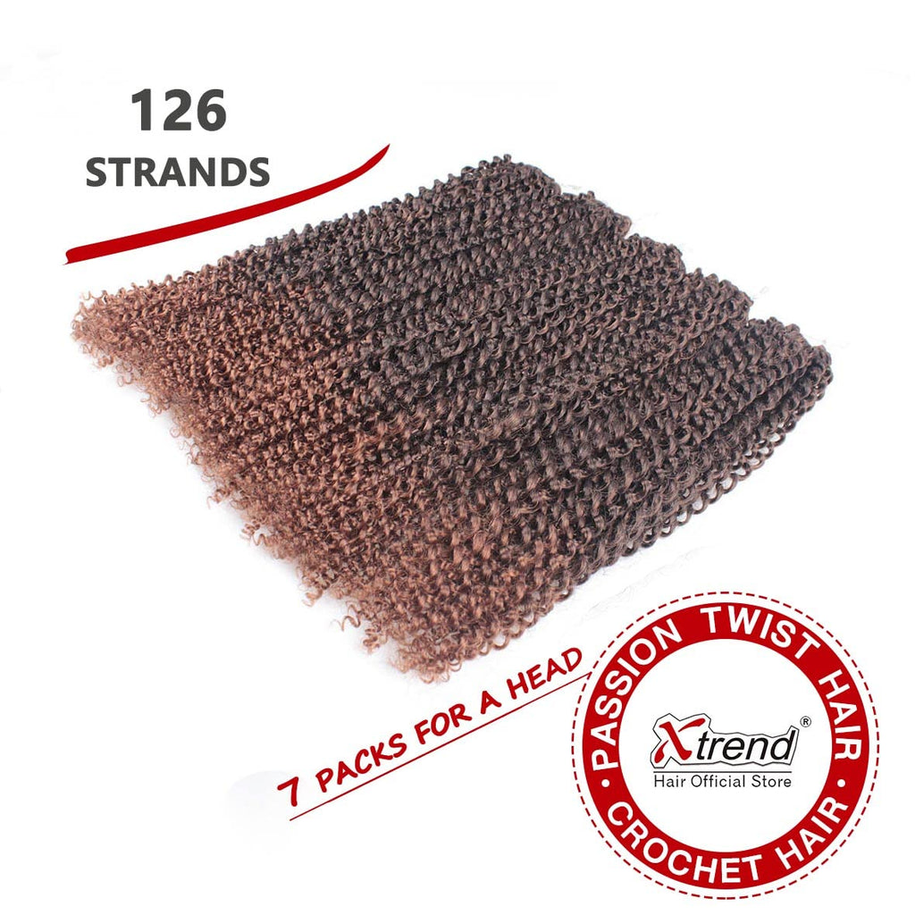 Xtrend Lot de 7 paquets d’extensions de cheveux Passion Twist - 18 mèches par paquet - 30,5 cm - Cheveux tressés au crochet