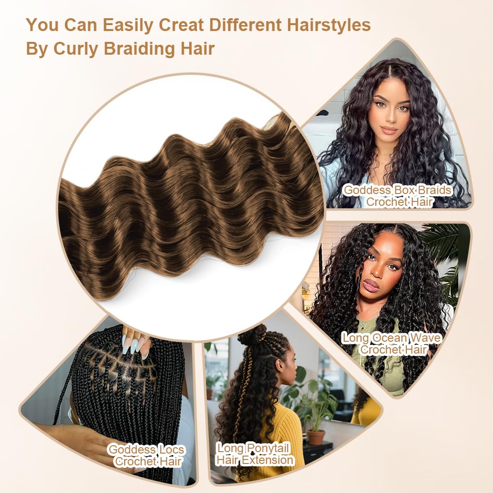 Aomig Cheveux Crochetés Tresses de Bohème, 2PACK/65CM Paquets de Bulk Cheveux Tressés Deep Wave Deep Twist, Meches pour Tresses Africaine, Braids Tissage Synthétique Bresilien (65cm,Noir)