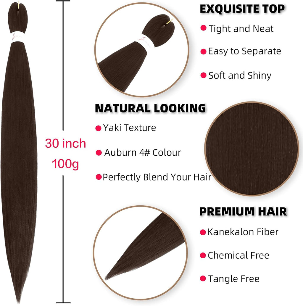 Rajout Cheveux Tressés Pré-étirés Noir Naturelles Black 30 Pouces Long Kanekalon Easy Braids Meches Cheveux pour Tresses Africaine 6 Paquets Knotless Yaki Nattes Extensions de Cheveux(1B#)