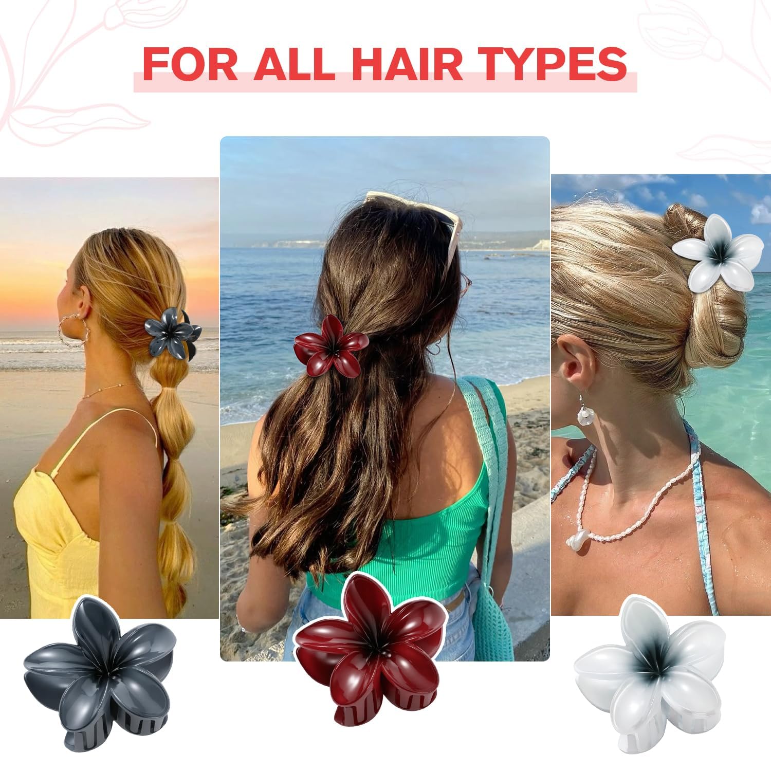 Barrette à Cheveux Fleurs, 6 Pièces Accessoires Cheveux Fleurs, Pince à Cheveux en Forme de Fleur, Flower Claw Clips pour Accessoires d'Été, Anniversaire, Mariage, Fête (B)