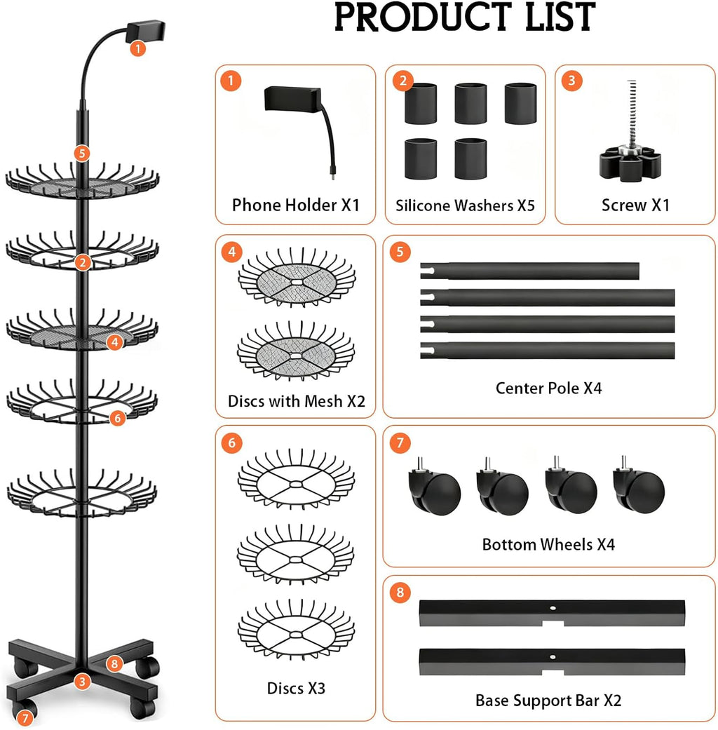JAOGAUS Support de Perruque, Porte Perruques avec Support pour Téléphone, Réglable en Hauteur avec 140 Pinces pour le Rangement des Perruques, Extension de Cheveux