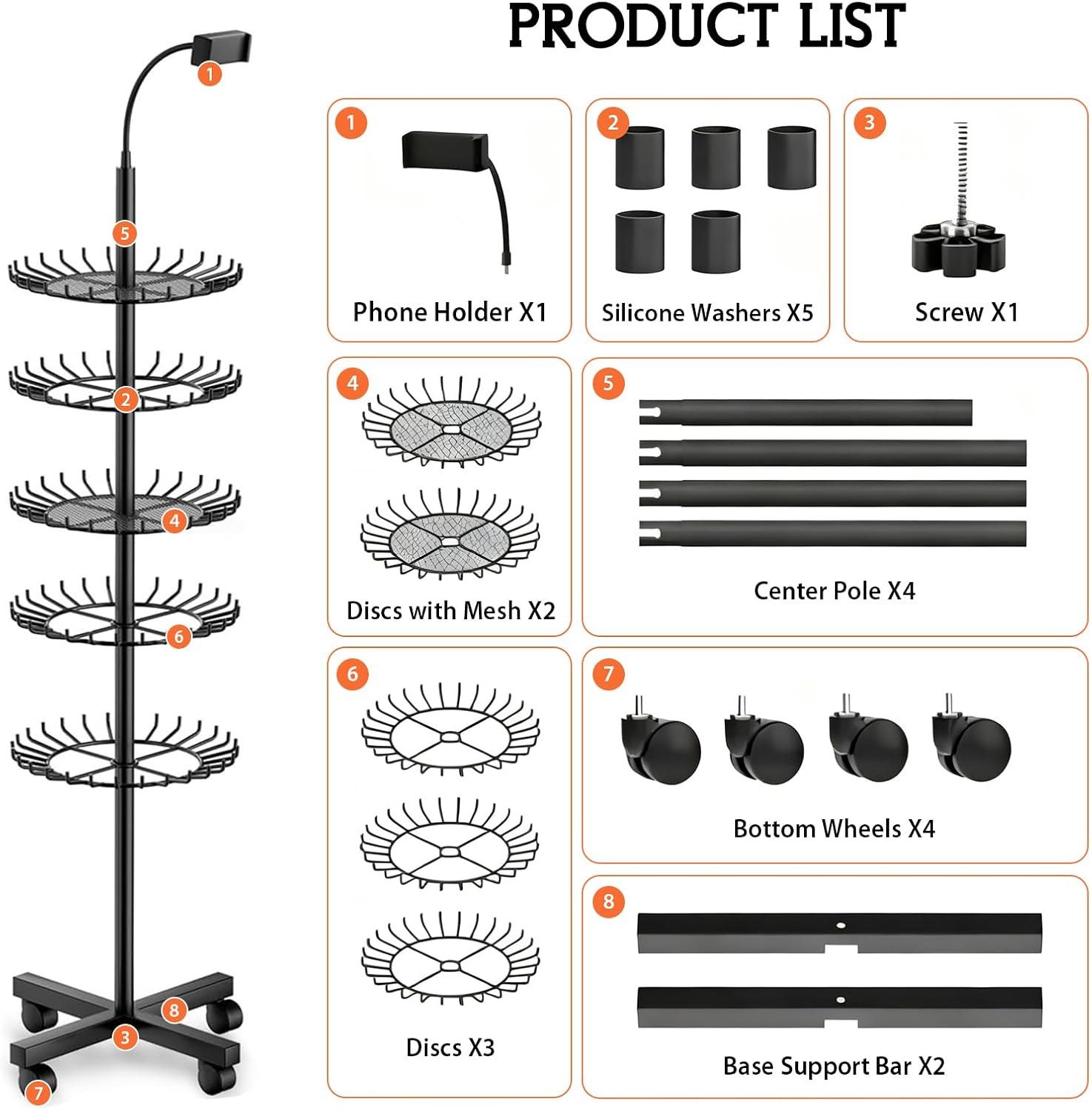JAOGAUS Support de Perruque, Porte Perruques avec Support pour Téléphone, Réglable en Hauteur avec 140 Pinces pour le Rangement des Perruques, Extension de Cheveux