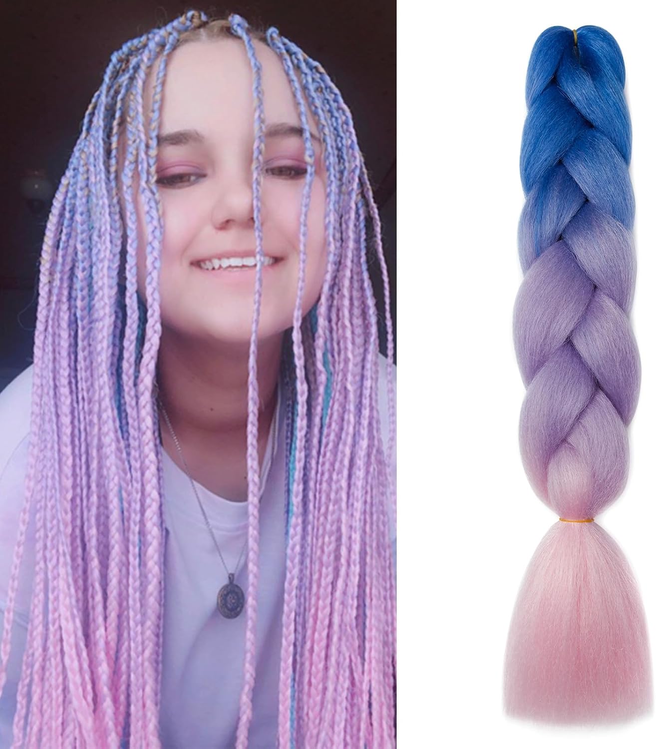 Meches pour Tresses Africaine Rajout Cheveux Braids Jumbo Extension Cheveux Ombre Synthétique Violet & Bleu & Jaune & Orange