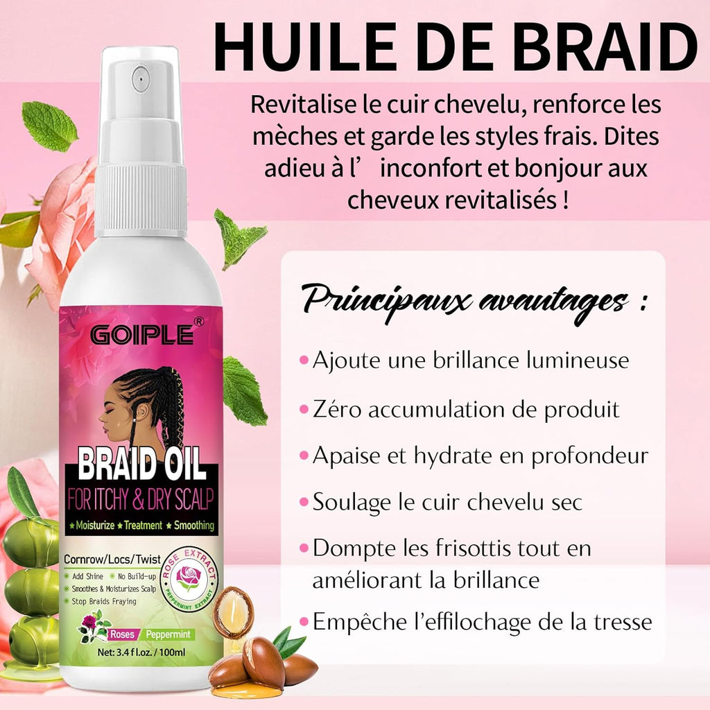 Coffret Gel Cheveux Bouclés avec Shampoing Tressé et Huile Spray – Lissant pour Twists, Locs, Tresses, Cornrows et Contrôle des Bords – Gel Cheveux Afro Kit Soin Coiffant Tressé Facile à Utiliser