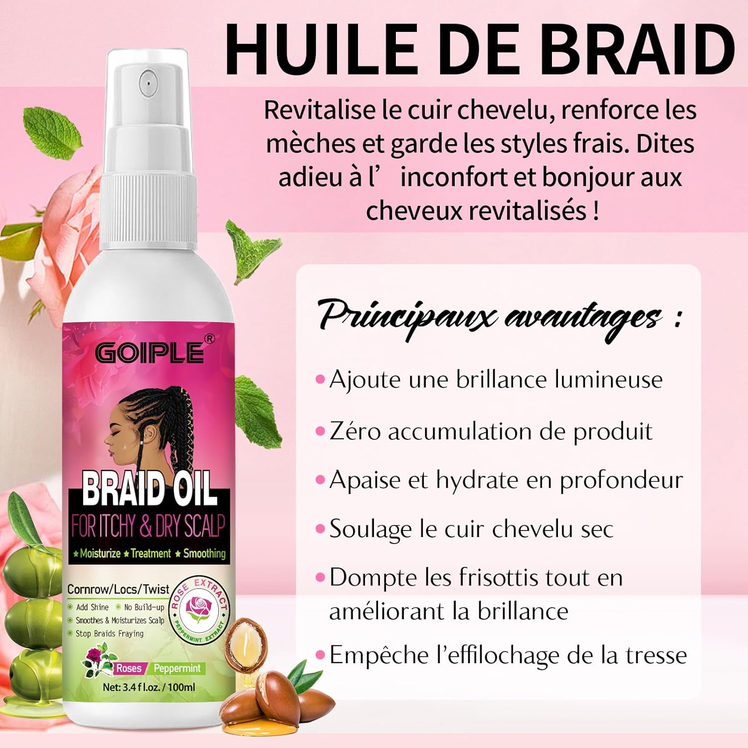 Coffret Gel Cheveux Bouclés avec Shampoing Tressé et Huile Spray – Lissant pour Twists, Locs, Tresses, Cornrows et Contrôle des Bords – Gel Cheveux Afro Kit Soin Coiffant Tressé Facile à Utiliser