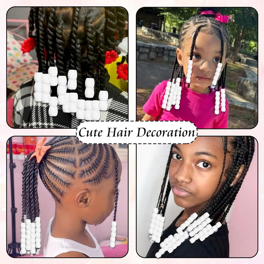 50PCS Perles à Cheveux Transparentes pour Tresses, Grosses Perles en Acrylique, Accessoires pour Dreadlocks, Bijoux pour Cheveux pour Enfants Filles avec Aide à