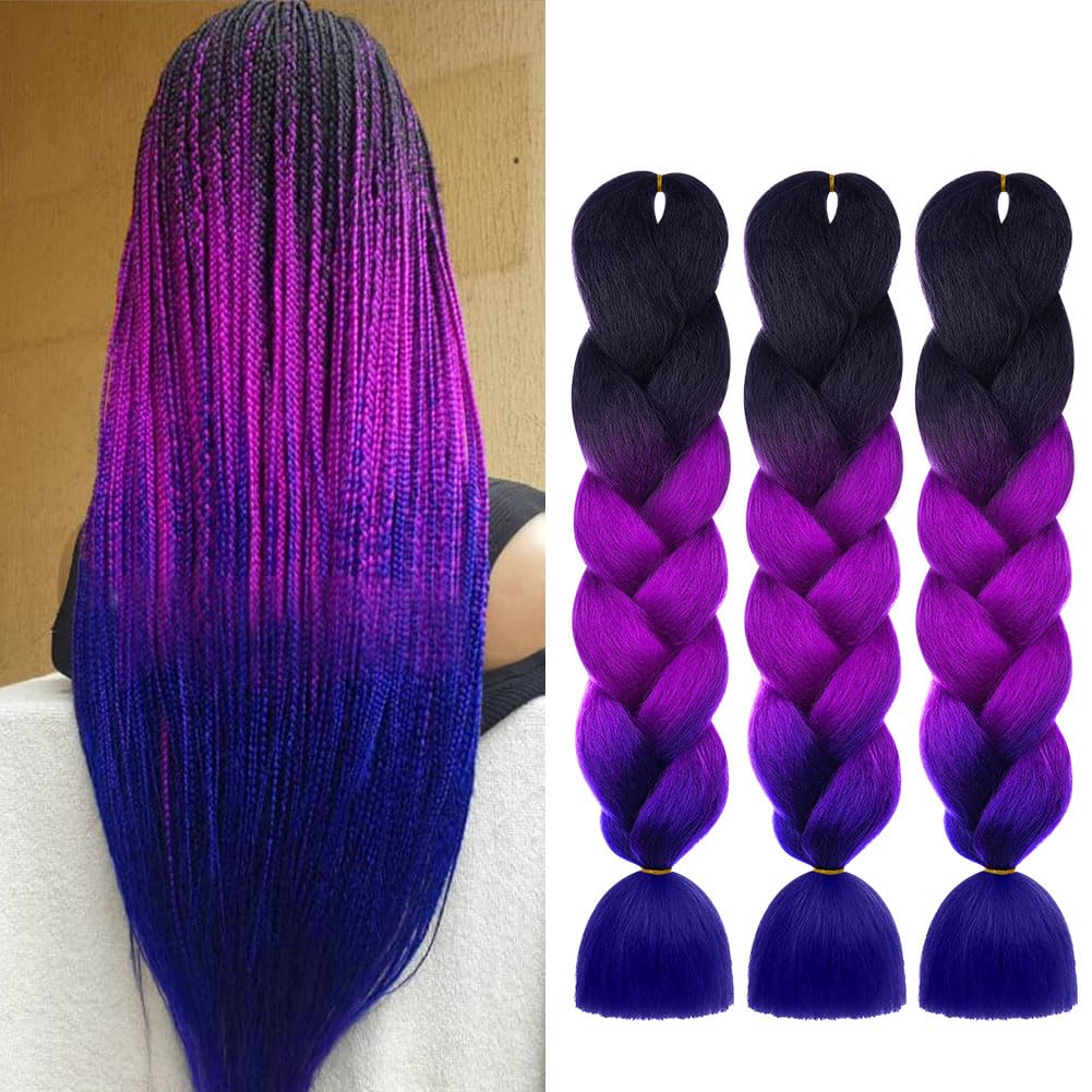 Aomig Rajout Cheveux Tresse, Jumbo Braids Meches, 65cm Extension de Cheveux de Fibre Synthétique pour Crochet Twist Tressage (4 couleurs)