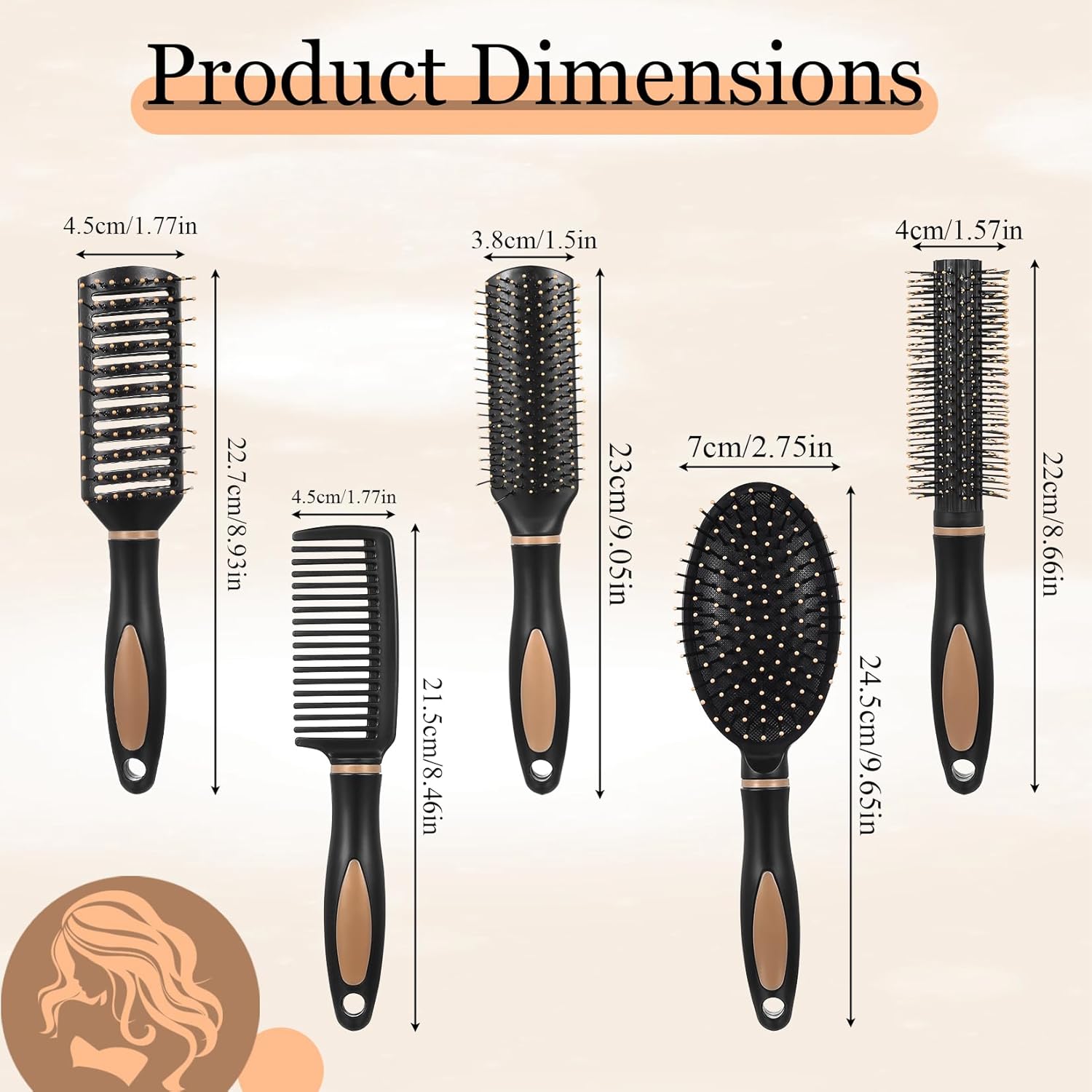 5 PcsBrosse Cheveux Anti-nœuds, Brosse à Cheveux Poils pour femmes et hommes, Brosse Demelante antistatiques ventilés pour femmes et hommes, mouillés et bouclés, salon et maison