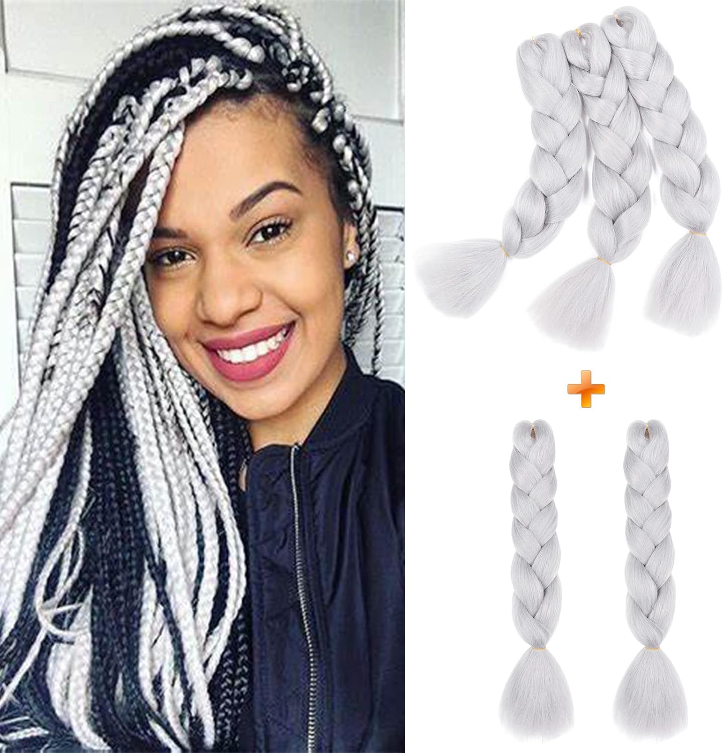 24" Meches pour Tresses Africaine Braids Meches Tresse Cheveux Rajout Cheveux Tressage 1 Paquet Crochet Braids Extension de Cheveux Afro pour Tresse Ombre Synthétiques (Rose)