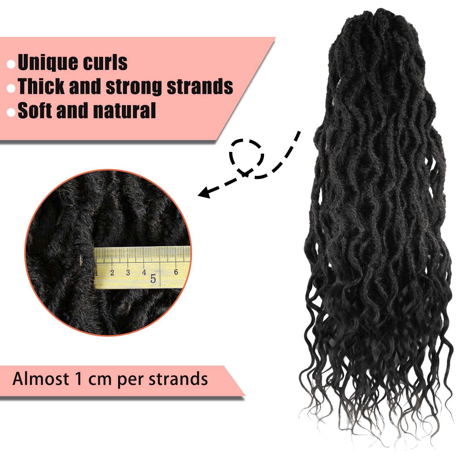 Faux Locs Crochet Hair 24Inch 7 Packs Pre-Looped Ombre Soft Locs With Curly Ends Dreadlock Goddess Loc Crochet Hair for Women（24Inch，OT1B/30/27#）