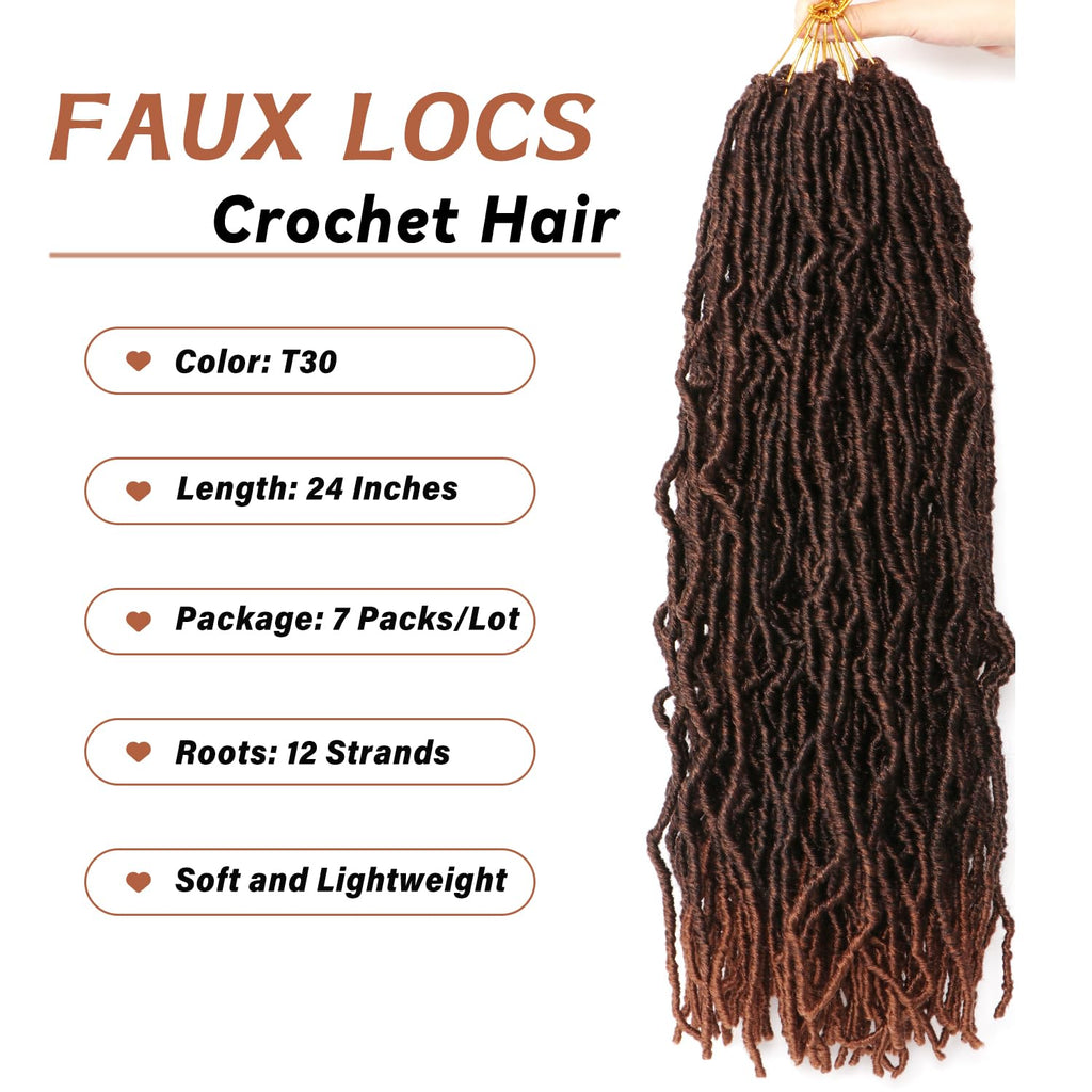 8 Packs Faux Locks Crochet Braids Meches Soft Locs Meches Pour Tresses Africaine Faux Locs Crochet Hair Meches Bouclees Pour Tresses (#1B, 60.9 CM(Lot de 8))
