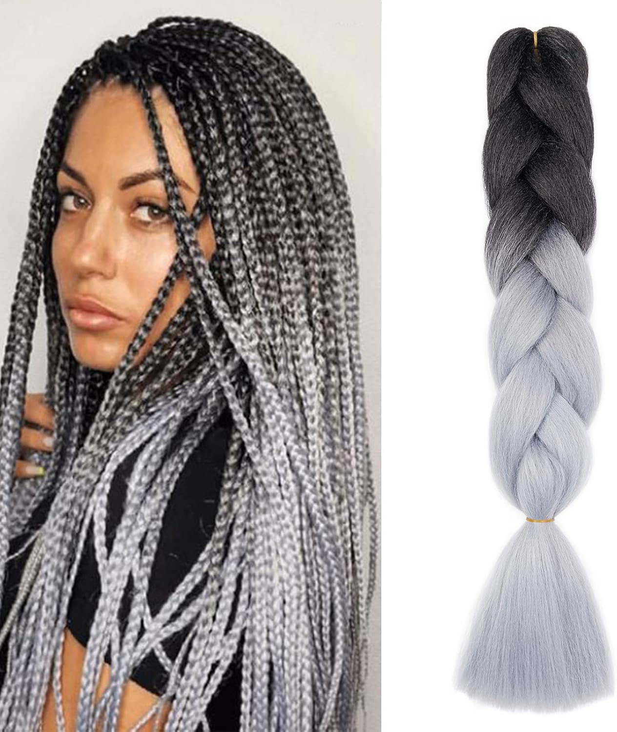 Meches pour Tresses Africaine Rajout Cheveux Braids Jumbo Extension Cheveux Ombre Synthétique Violet & Bleu & Jaune & Orange