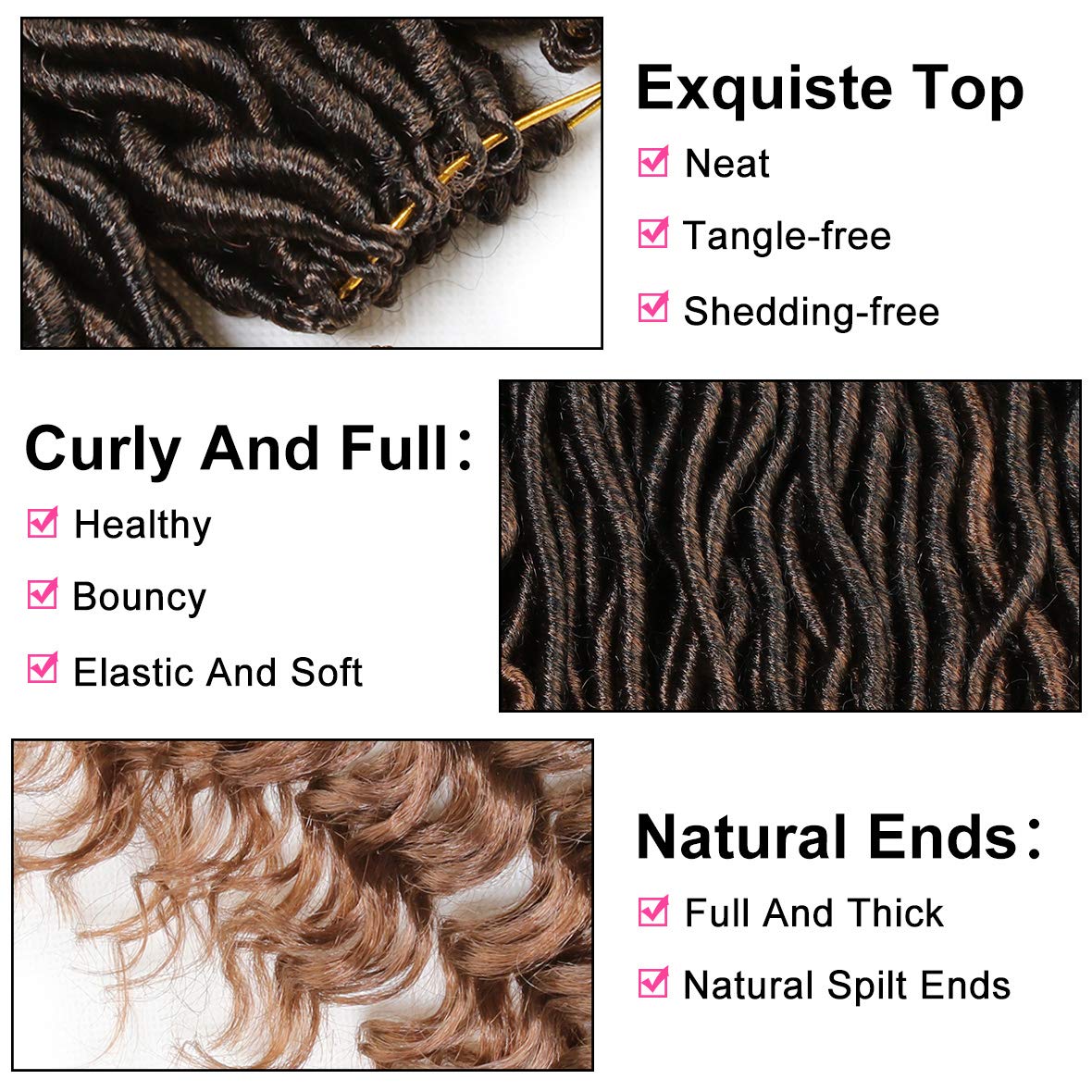 Xtrend 6Packs 18 pouces Twist Perruques Crochet Tresses Faux Locs bouclés se termine Dreadlocks Tresses Synthétiques Extensions de Cheveux Haute Température pour Femmes Noires 20 Strands/pack TBUG
