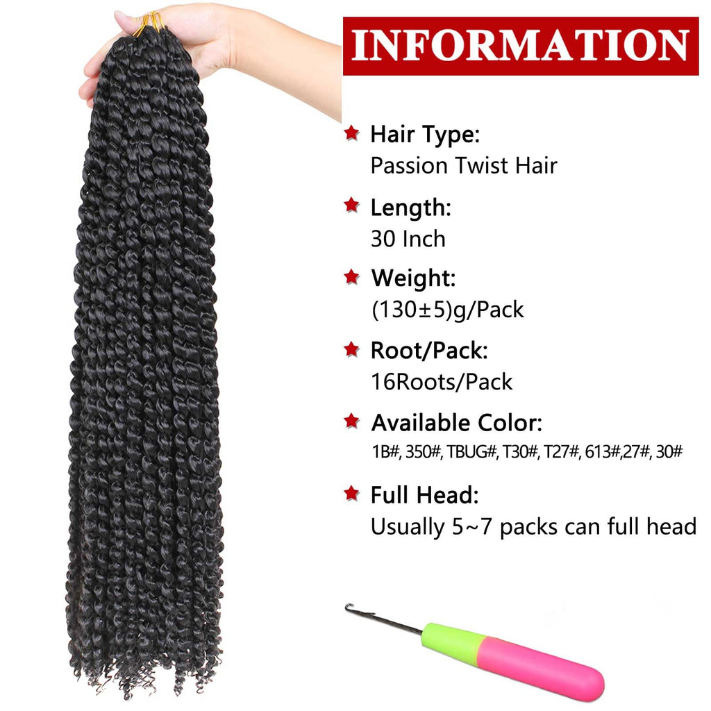 Xtrend Lot de 7 paquets d’extensions de cheveux Passion Twist - 18 mèches par paquet - 30,5 cm - Cheveux tressés au crochet
