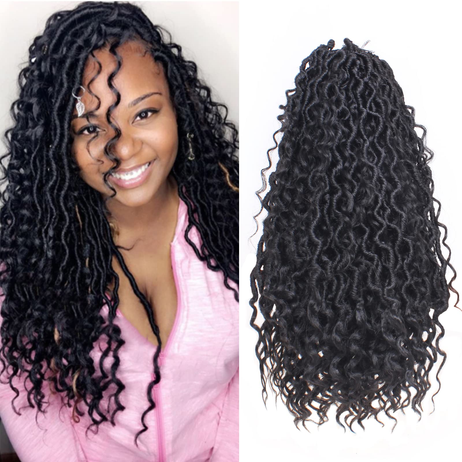 Xtrend 6Packs 18 pouces Twist Perruques Crochet Tresses Faux Locs bouclés se termine Dreadlocks Tresses Synthétiques Extensions de Cheveux Haute Température pour Femmes Noires 20 Strands/pack TBUG