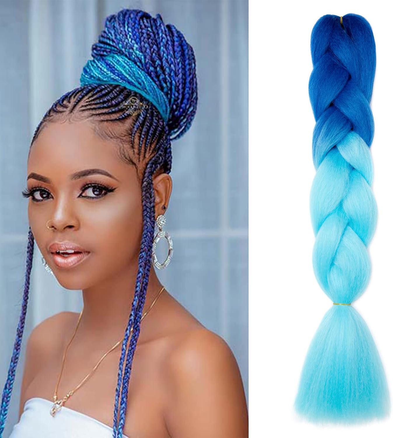 24" Meches pour Tresses Africaine Braids Meches Tresse Cheveux Rajout Cheveux Tressage 1 Paquet Crochet Braids Extension de Cheveux Afro pour Tresse Ombre Synthétiques (Rose)