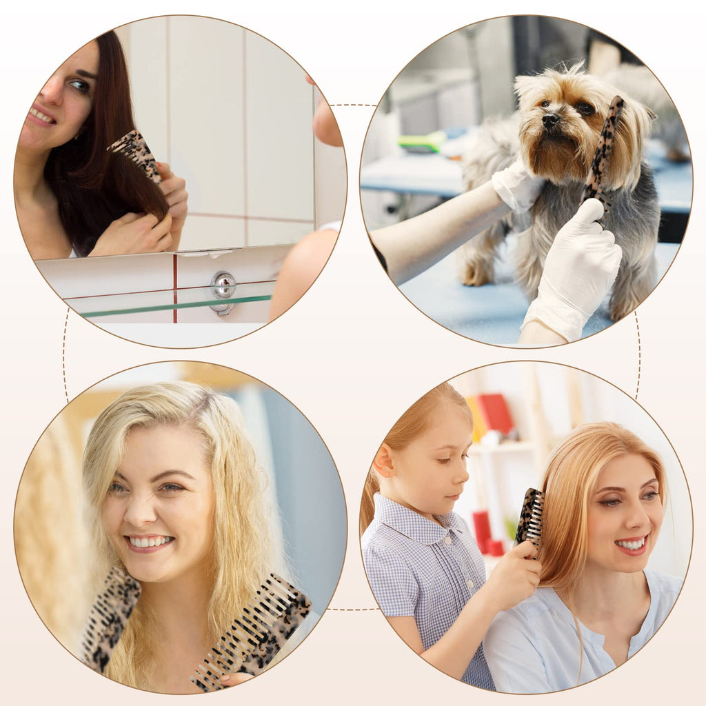 Peigne Démêloir Grosse Dent Large Brosse Cheveux Bouclés Résistant à la Chaleur Peignes Antistatiques en Fibre pour Cheveux Longs Mouillés ou Bouclés pour Femmes Enfants Barbier (Marron/Blanc)