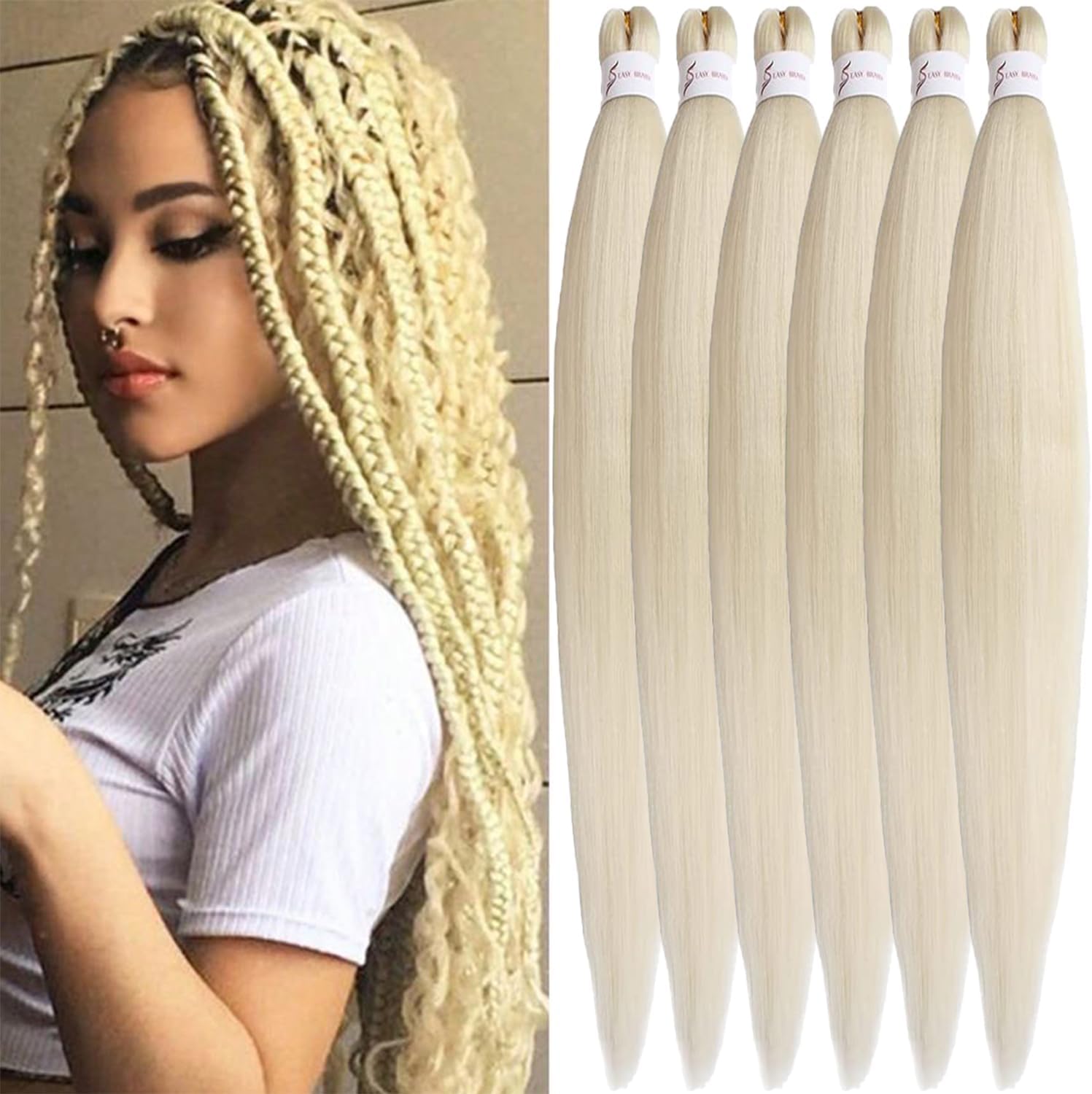 Rajout Cheveux Tressés Pré-étirés Noir Naturelles Black 30 Pouces Long Kanekalon Easy Braids Meches Cheveux pour Tresses Africaine 6 Paquets Knotless Yaki Nattes Extensions de Cheveux(1B#)
