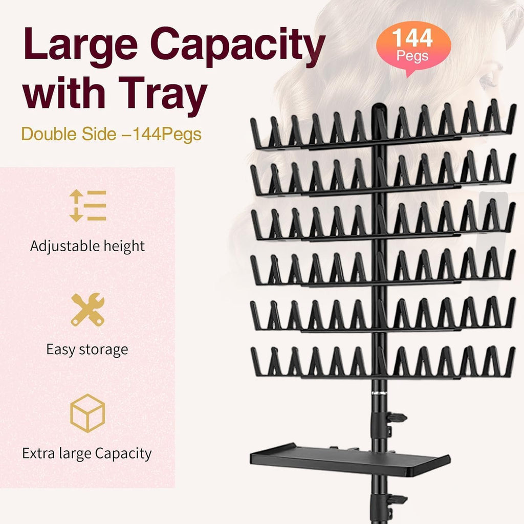 gresonic Support réglable pour tresses, support pour perruques avec 144 pinces pour coiffeurs et tresseurs, pour rallonges de cheveux