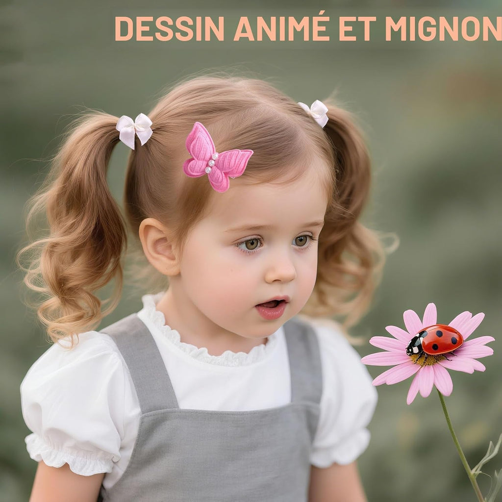 Ensemble d'accessoires pour cheveux pour filles, 230 pièces, barrettes à cheveux papillon et élastiques Rose et multicolore